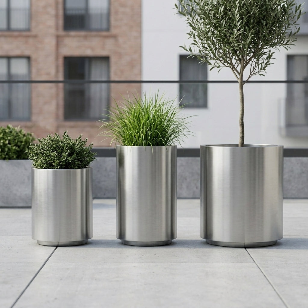 Metropole: Nerezové květináče, které mění tvář moderního prostoru