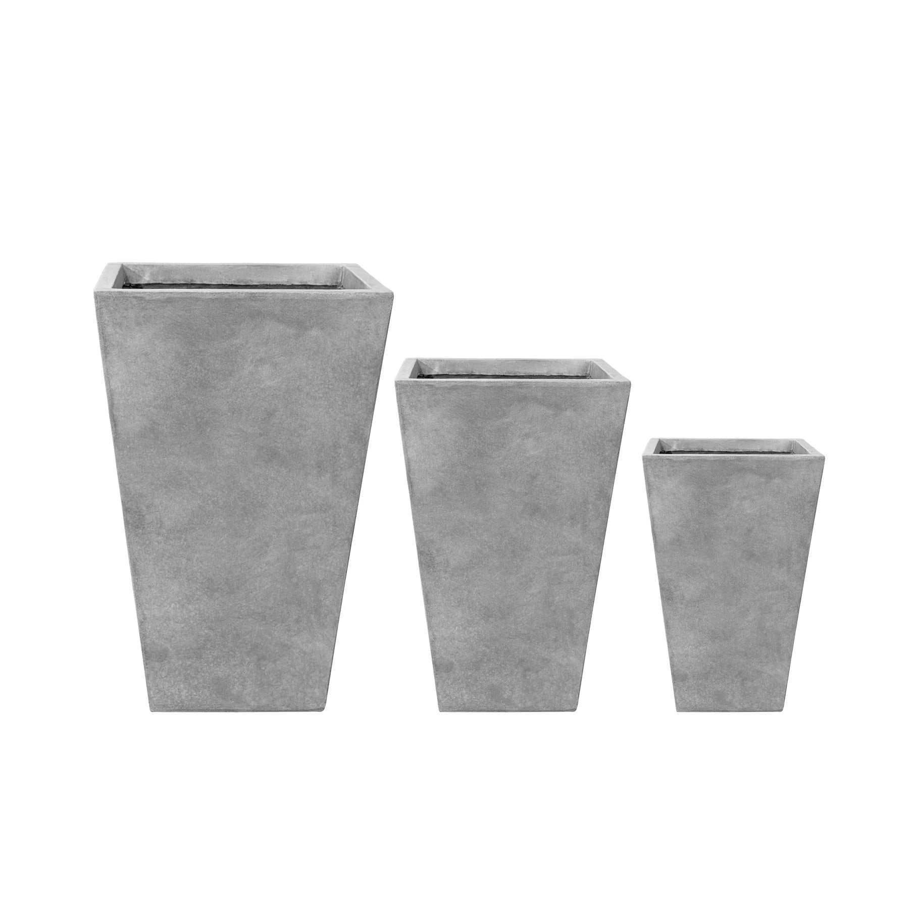 Srovnání velikostí keramického květináče AERIS světle šedá – velikosti S až XXL