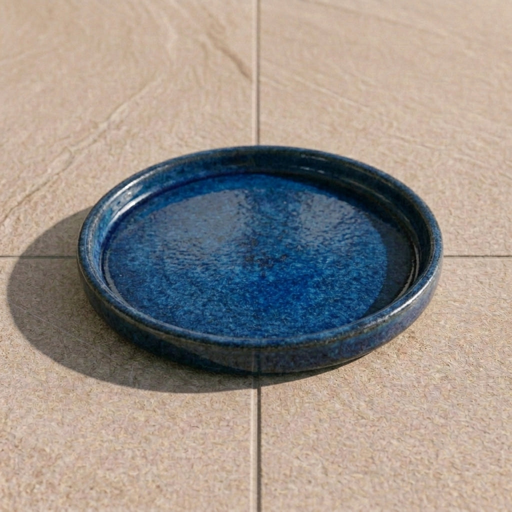 Untersetzer Keramik Majorelle-Blau für Pflanzkübel – glasiert & frostsicher