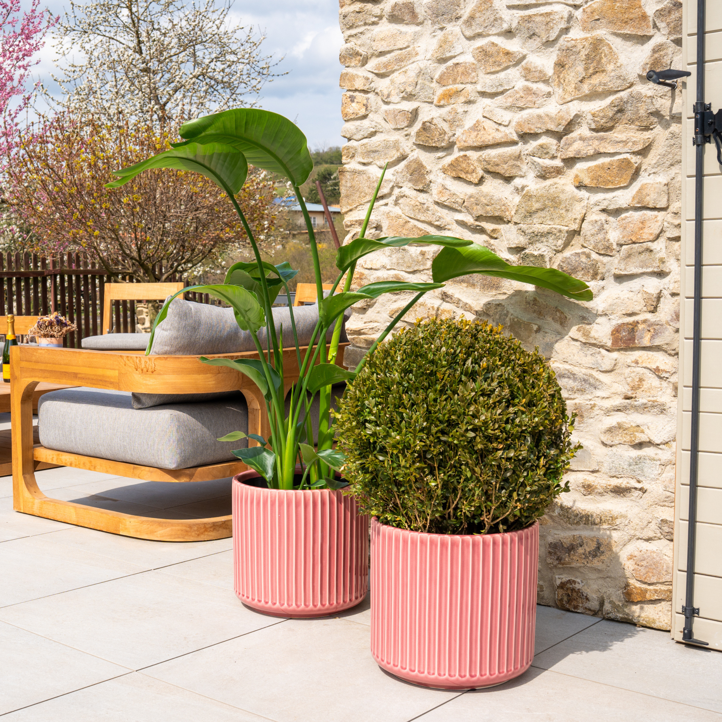 Blumentopf LONDON Růžový – handgefertigte Keramik, XXL bis 68 cm
