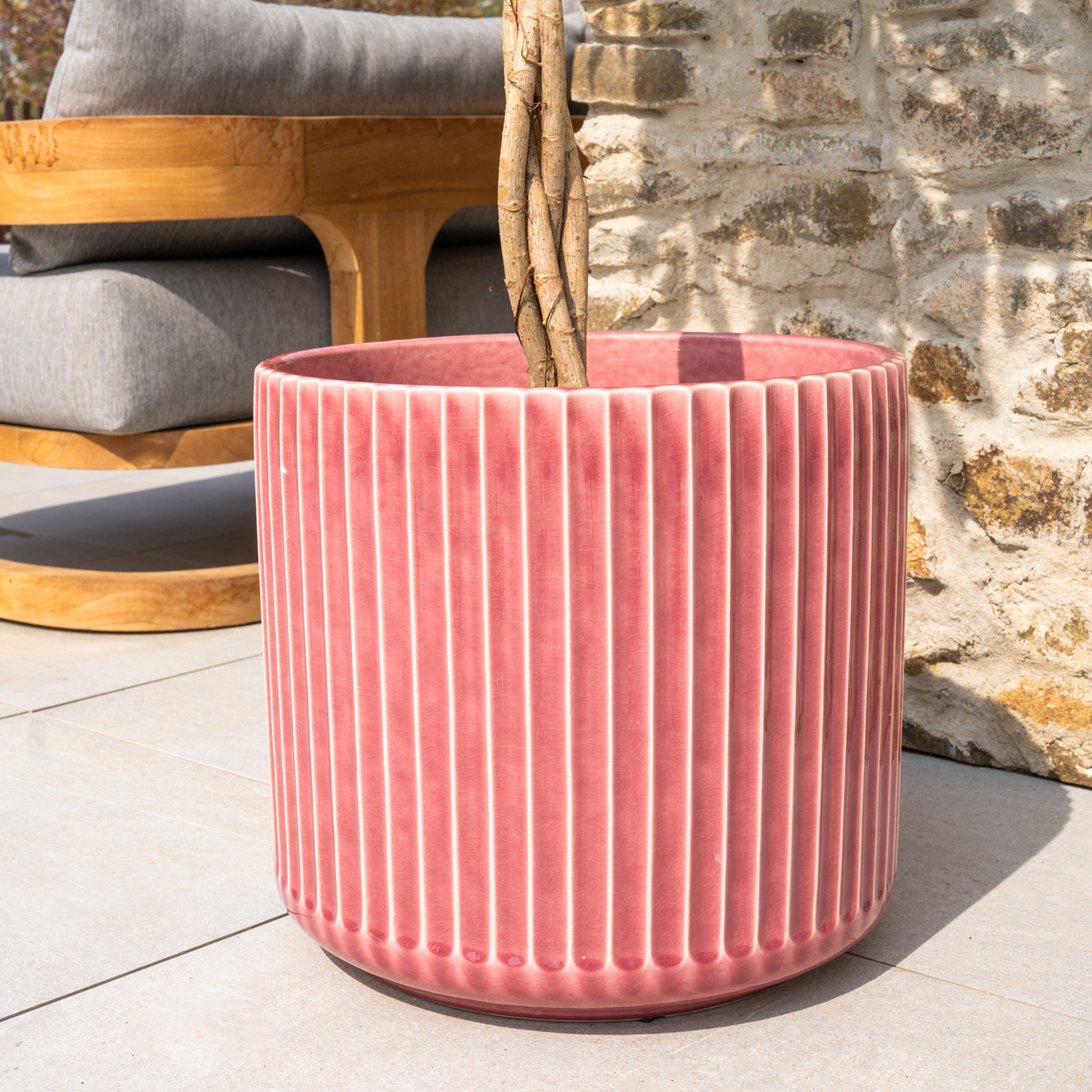 Keramischer Blumentopf LONDON Růžový – Provencelia, handgefertigt, frostbeständig