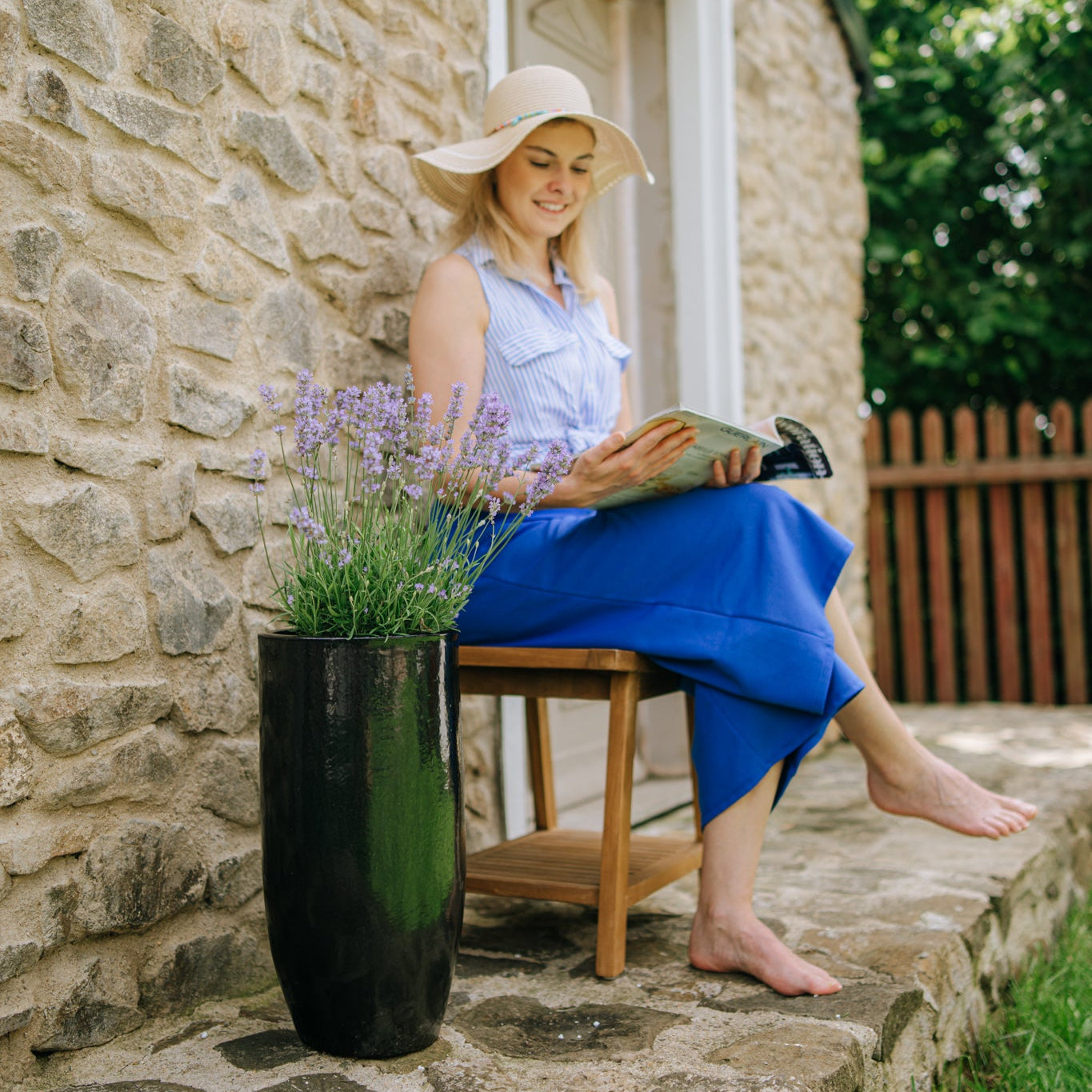 Keramik-Blumentopf ATHENA - Schwarz