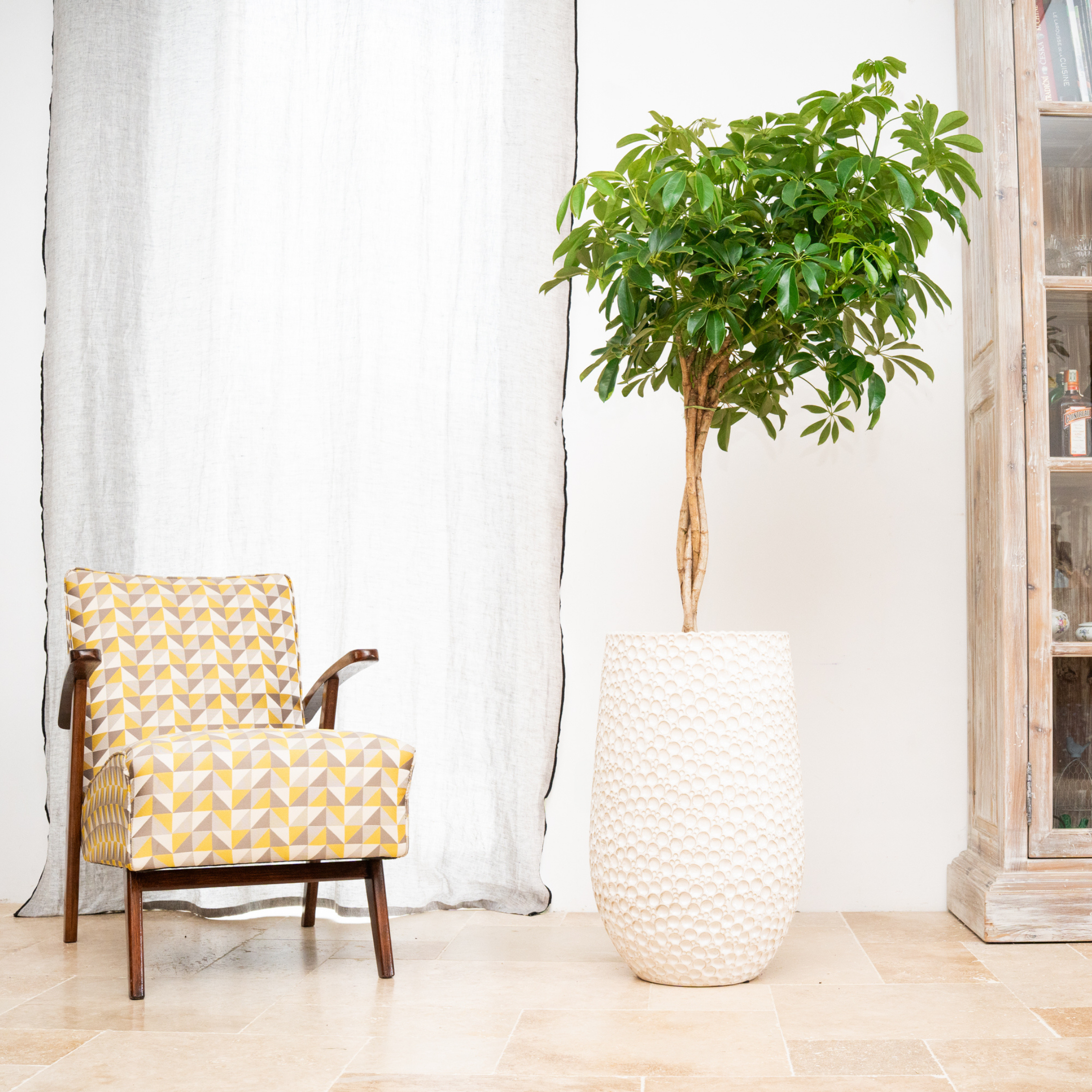 Provencelia Pflanzkübel PARIS Weiß – glasierte Terrakotta, Anduze-Stil