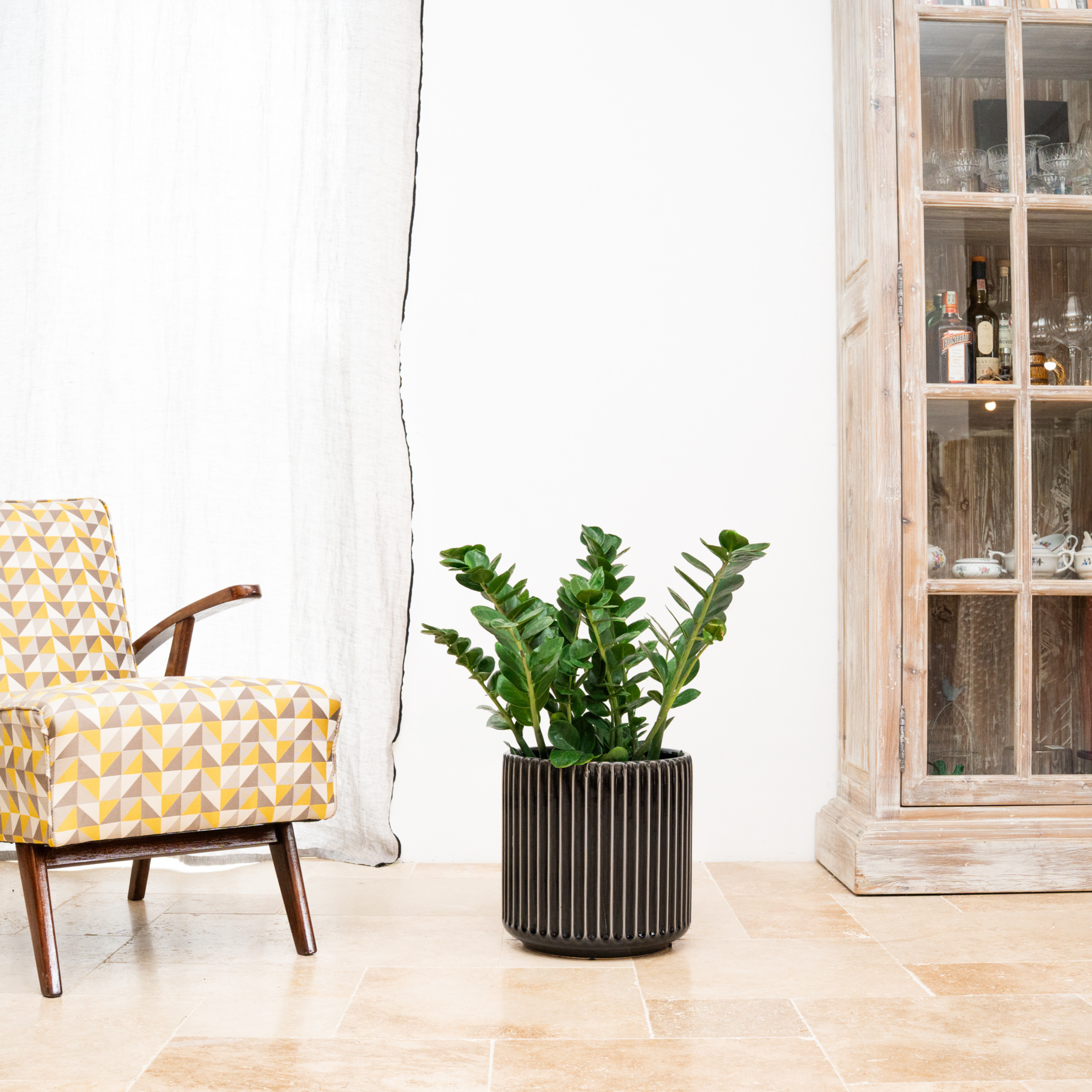 Keramik-Blumentopf LONDON - Grau/Schwarz