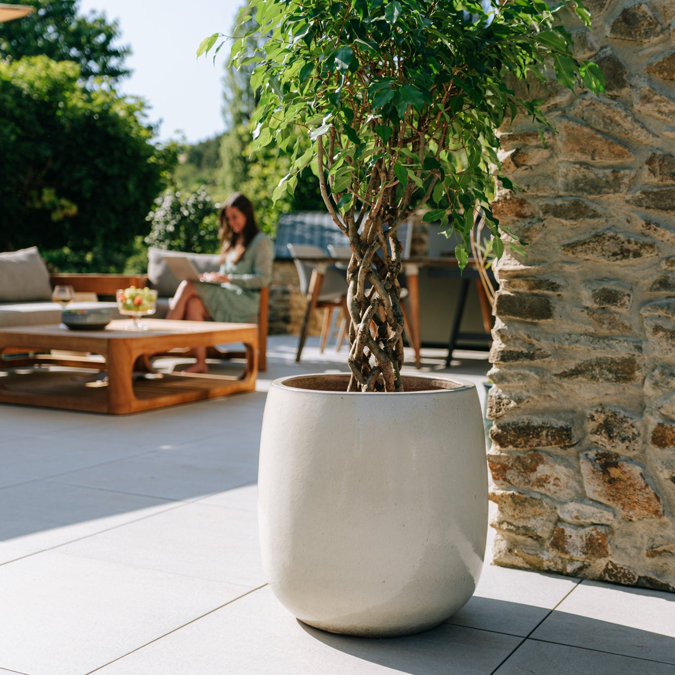 Keramik-Blumentopf SOCRATE - Cremefarben