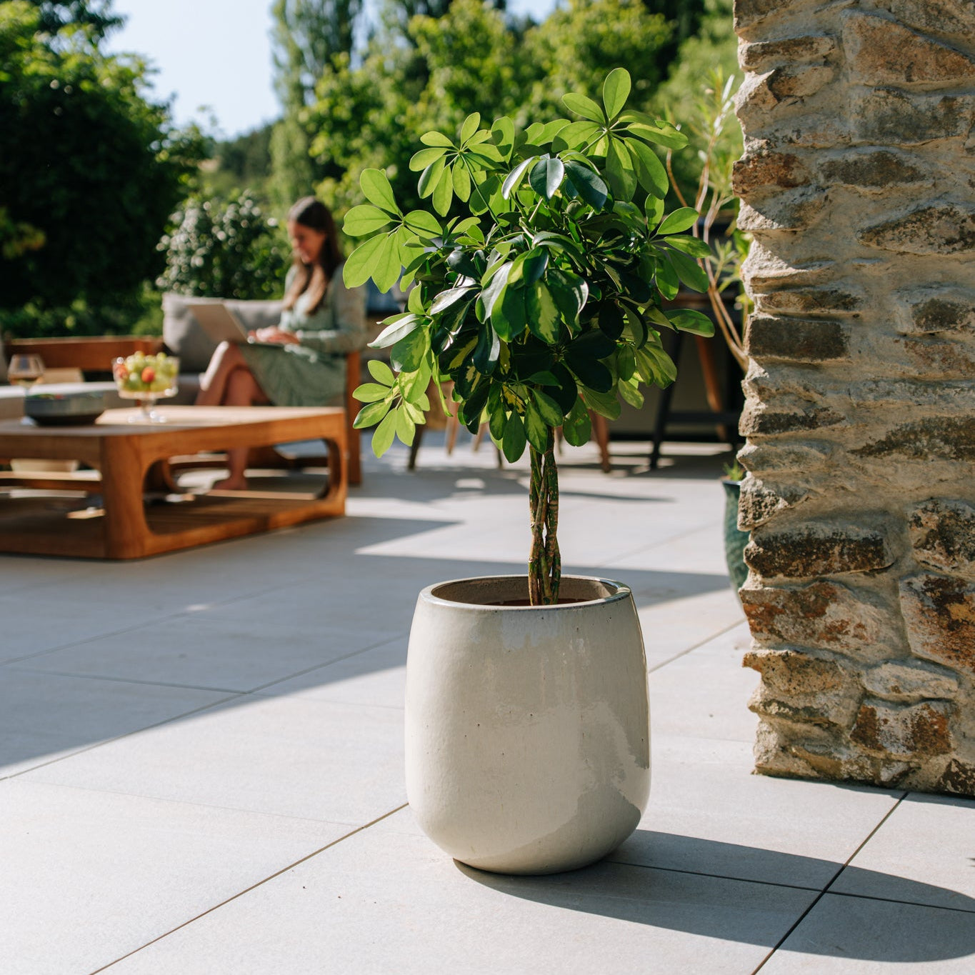 Keramik-Blumentopf SOCRATE - Cremefarben