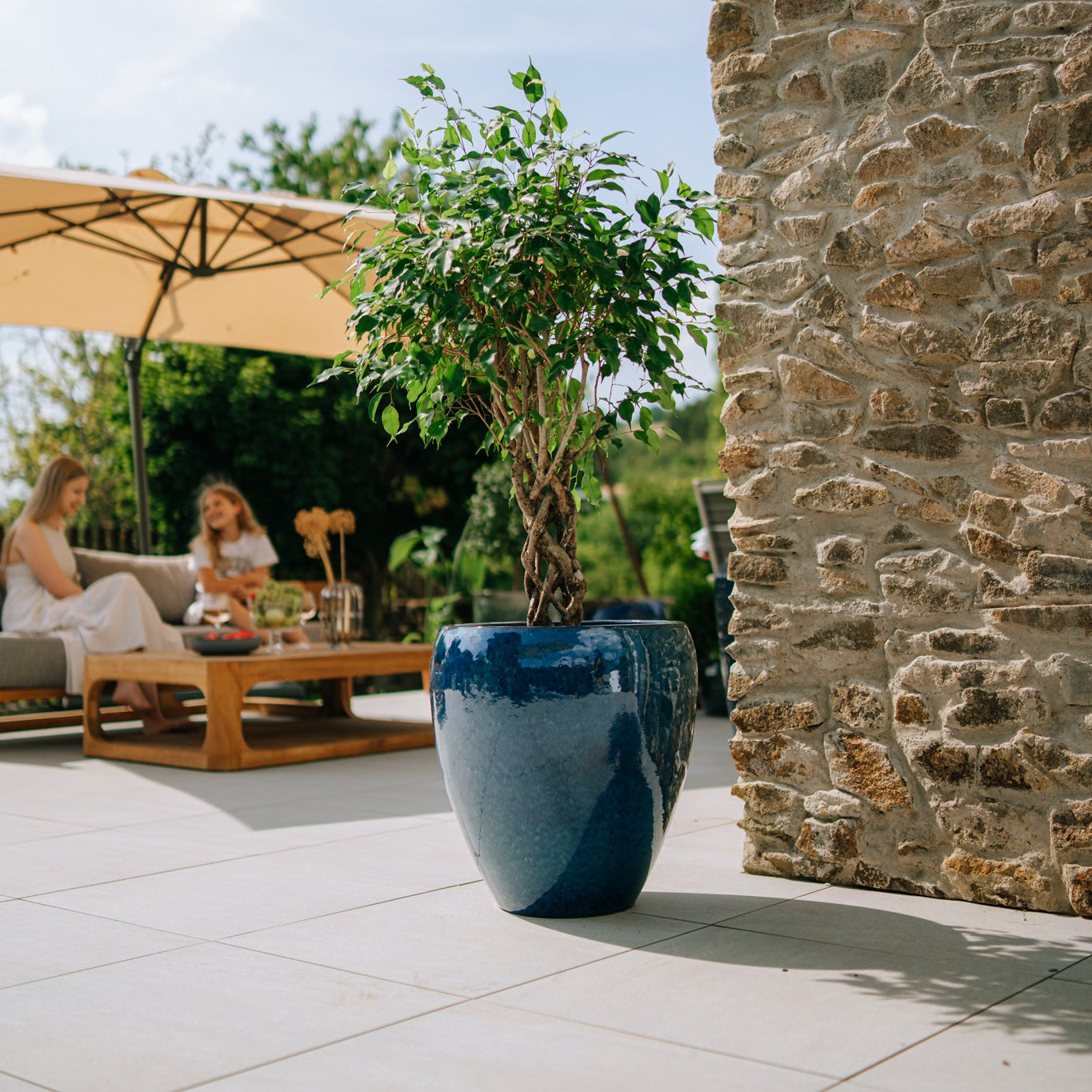 Keramický květináč LAFONTAINE - Azurově modrá