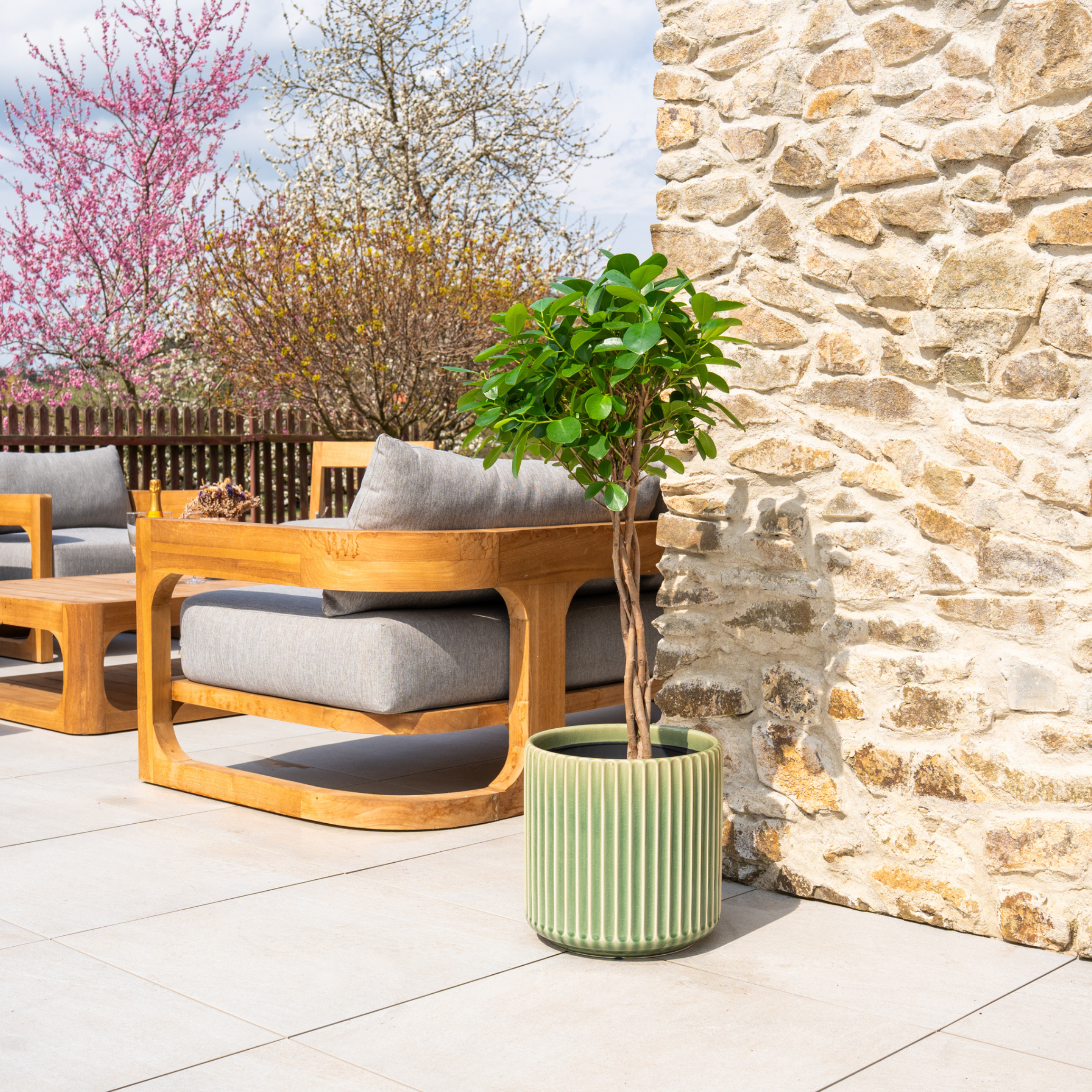 Provencelia LONDON zelená – prémiový keramický květináč, nadčasový design