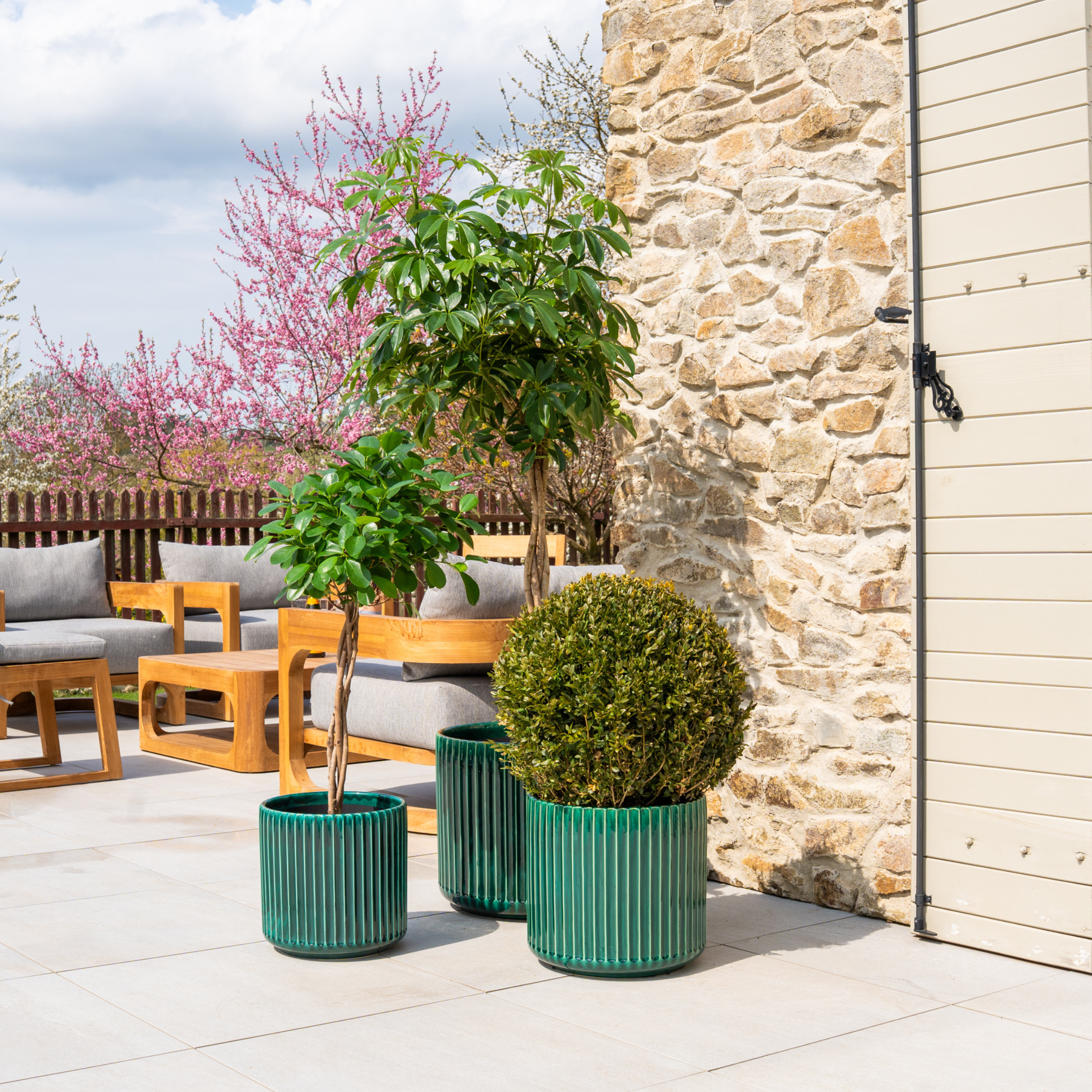 Keramik-Blumentopf LONDON - Dunkelgrün