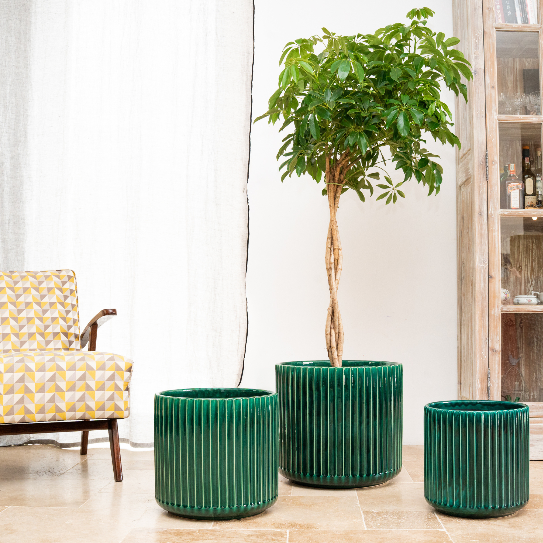 Keramischer Blumentopf LONDON Dunkelgrün – Provencelia, handgefertigt, frostbeständig