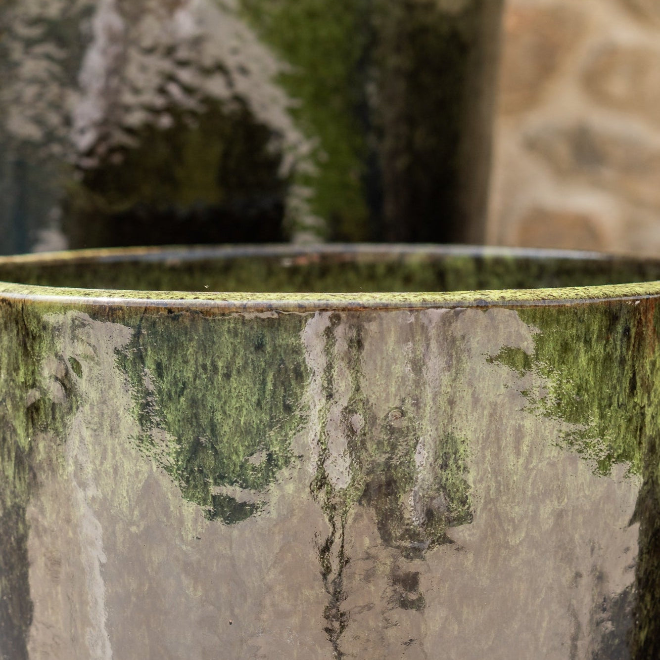 Keramik-Blumentopf MAZARIN - Schwarz/Grün