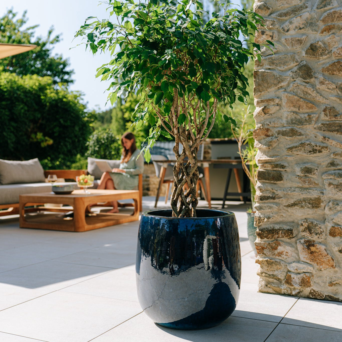 Keramický květináč SOCRATE - Mořsky modrá