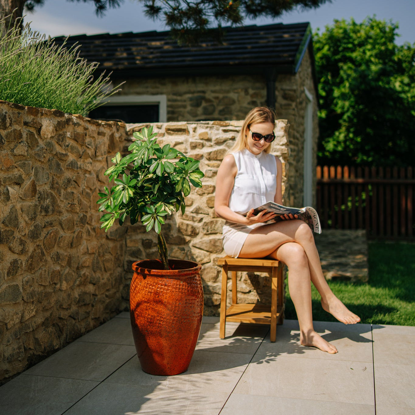 Keramik-Blumentopf POSEIDON - Herbstorange