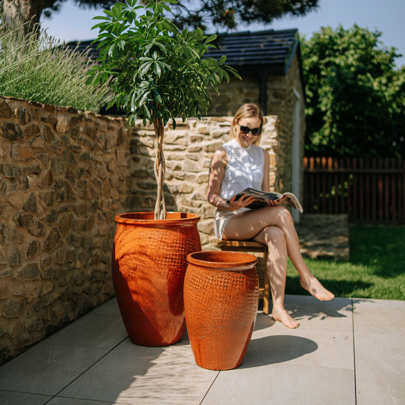 Keramik-Blumentopf POSEIDON - Herbstorange