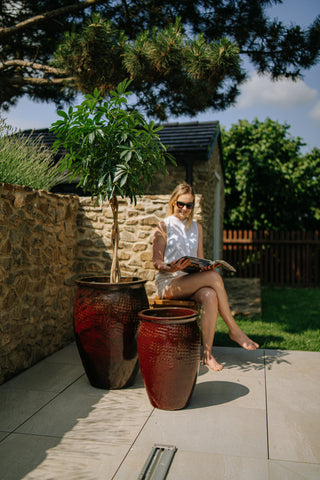 Keramik-Blumentopf POSEIDON - Ziegelrot