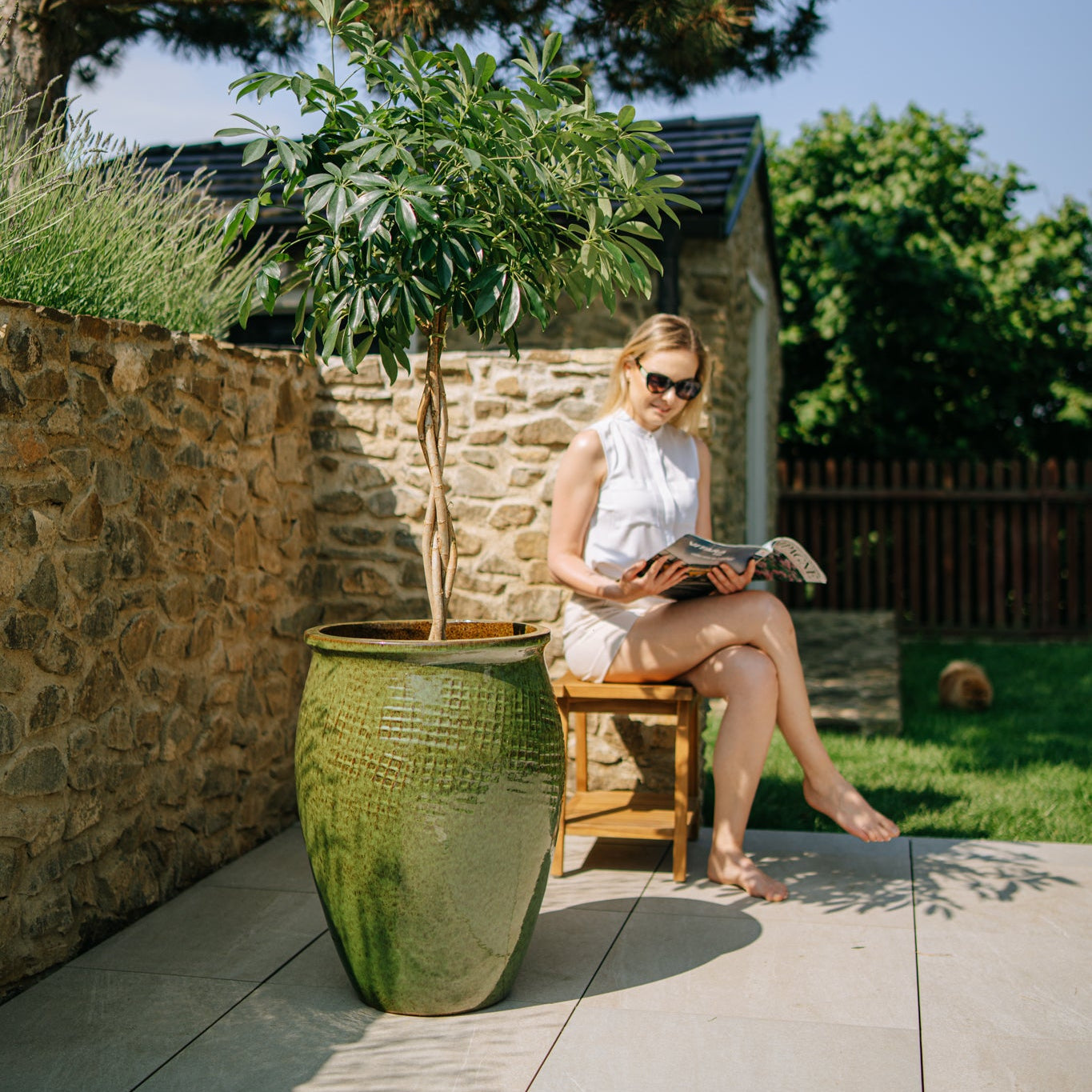 Keramicky květináč Poseidon - Tropická zelená