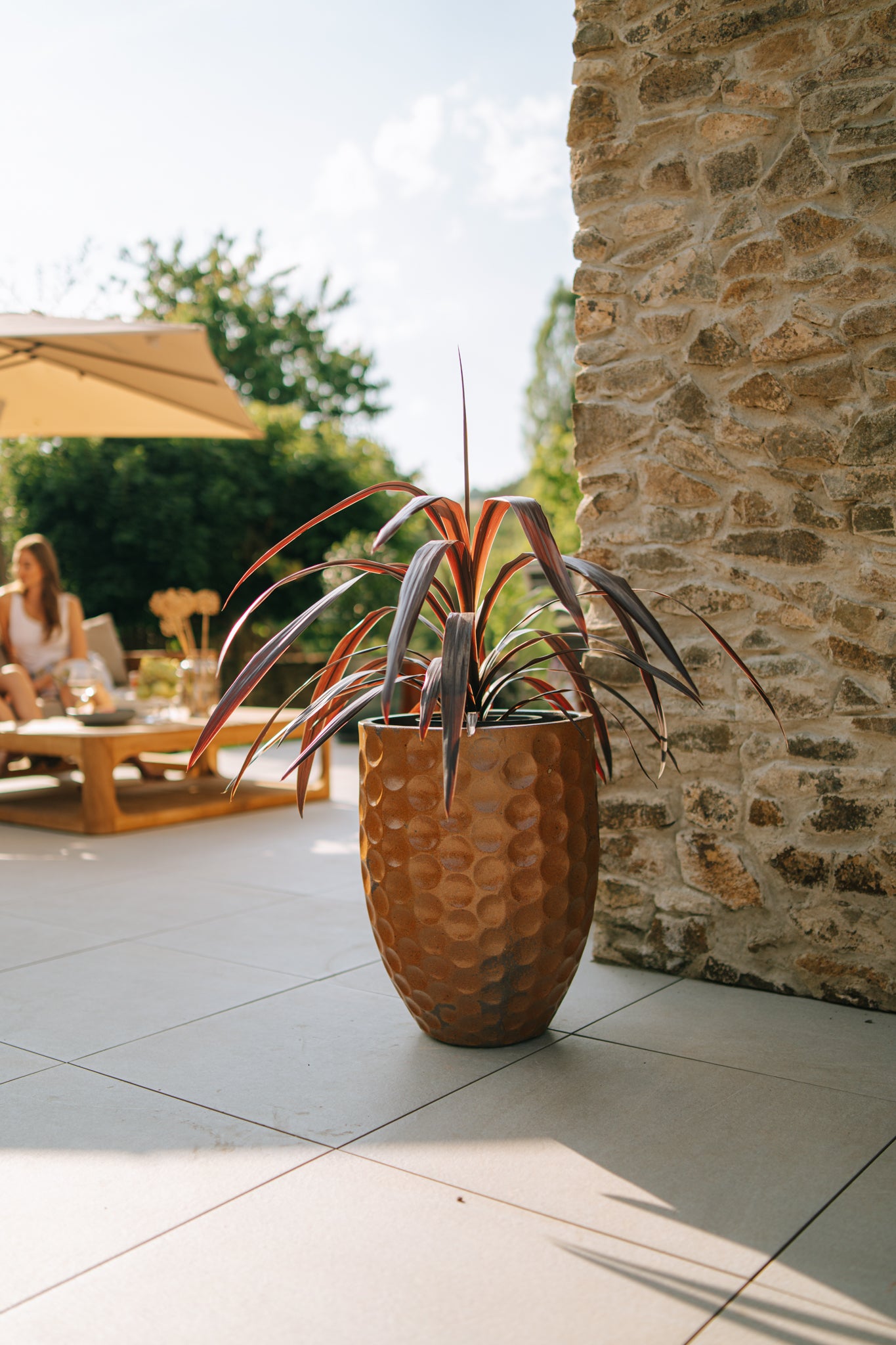Keramik Blumentopf MEROVEE - Antik Rost