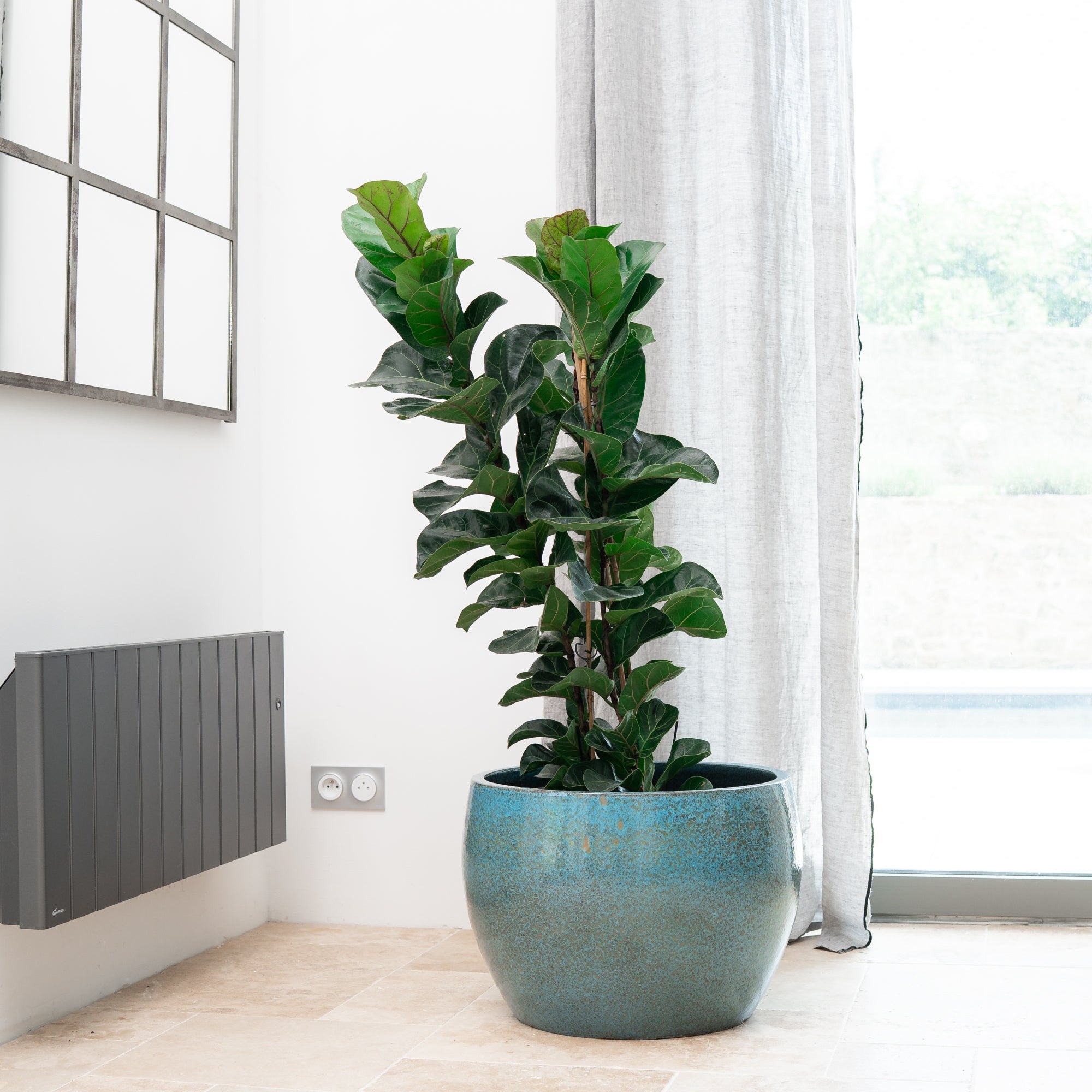 Keramik-Blumentopf ROMULUS - Stahlblau