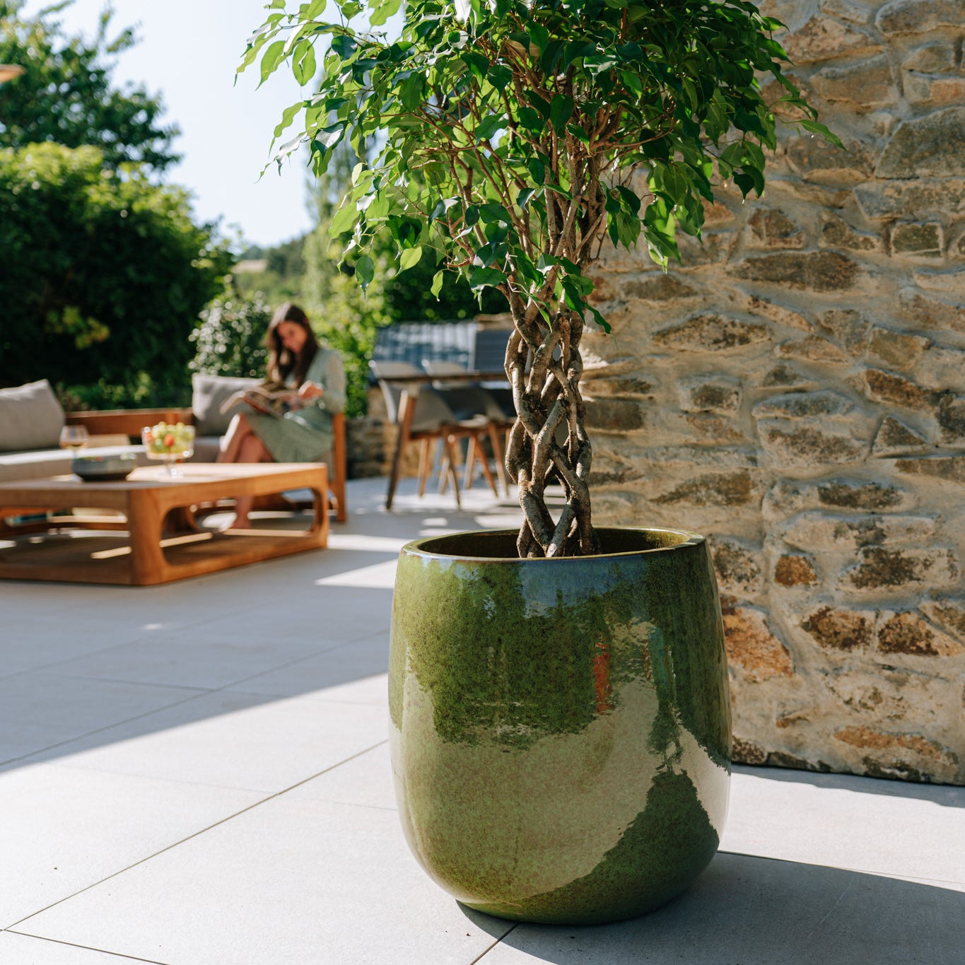 Keramický květináč SOCRATE - Tropická zelená