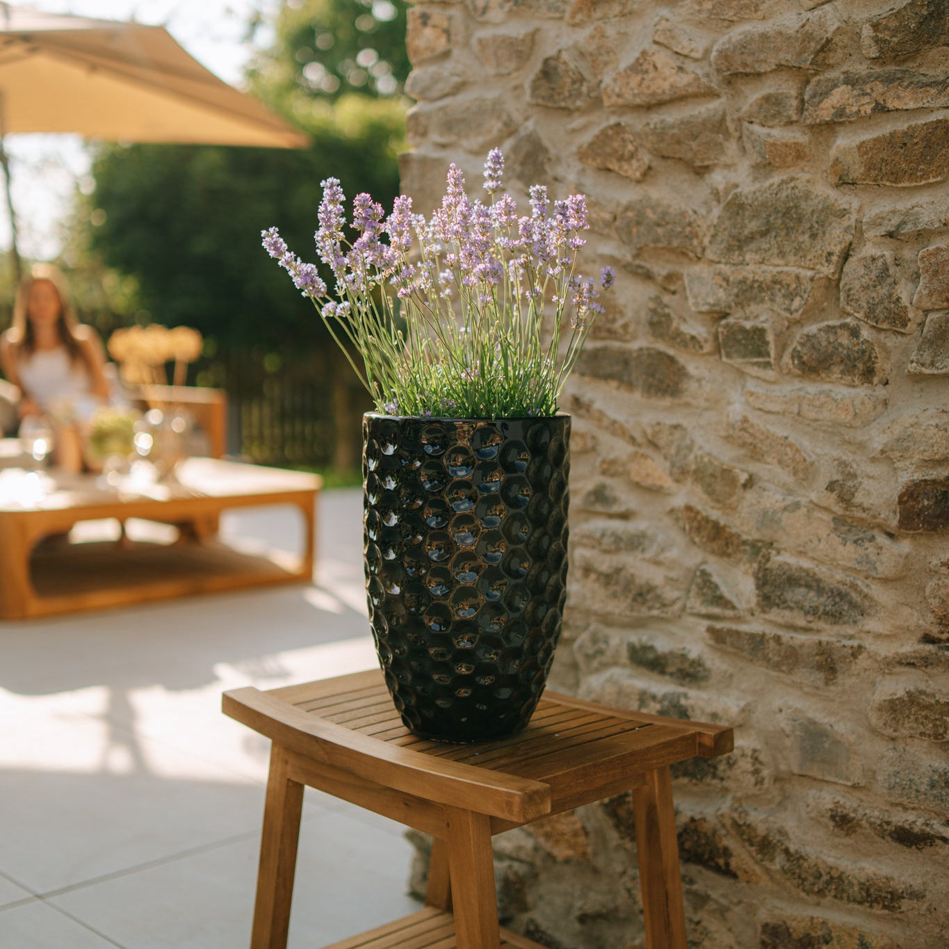 Keramik-Blumentopf MEROVEE - Schwarz