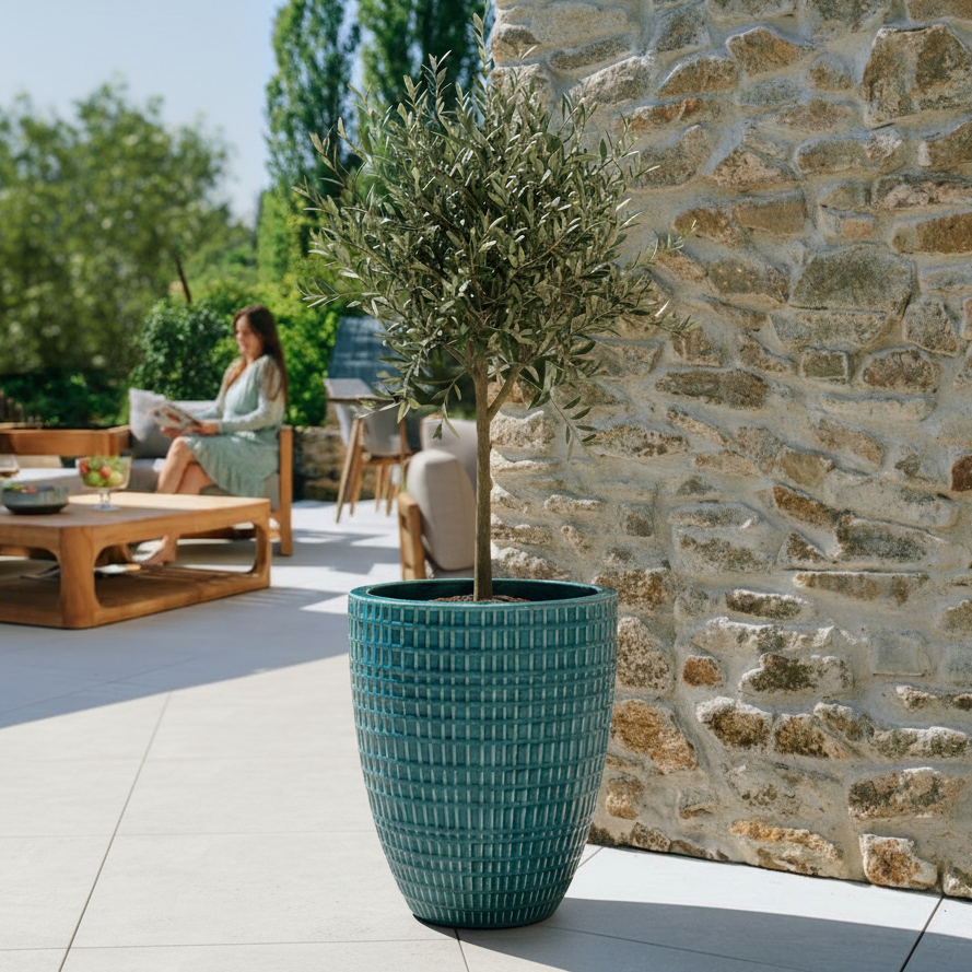 Keramik-Blumentopf VERNE - Türkis