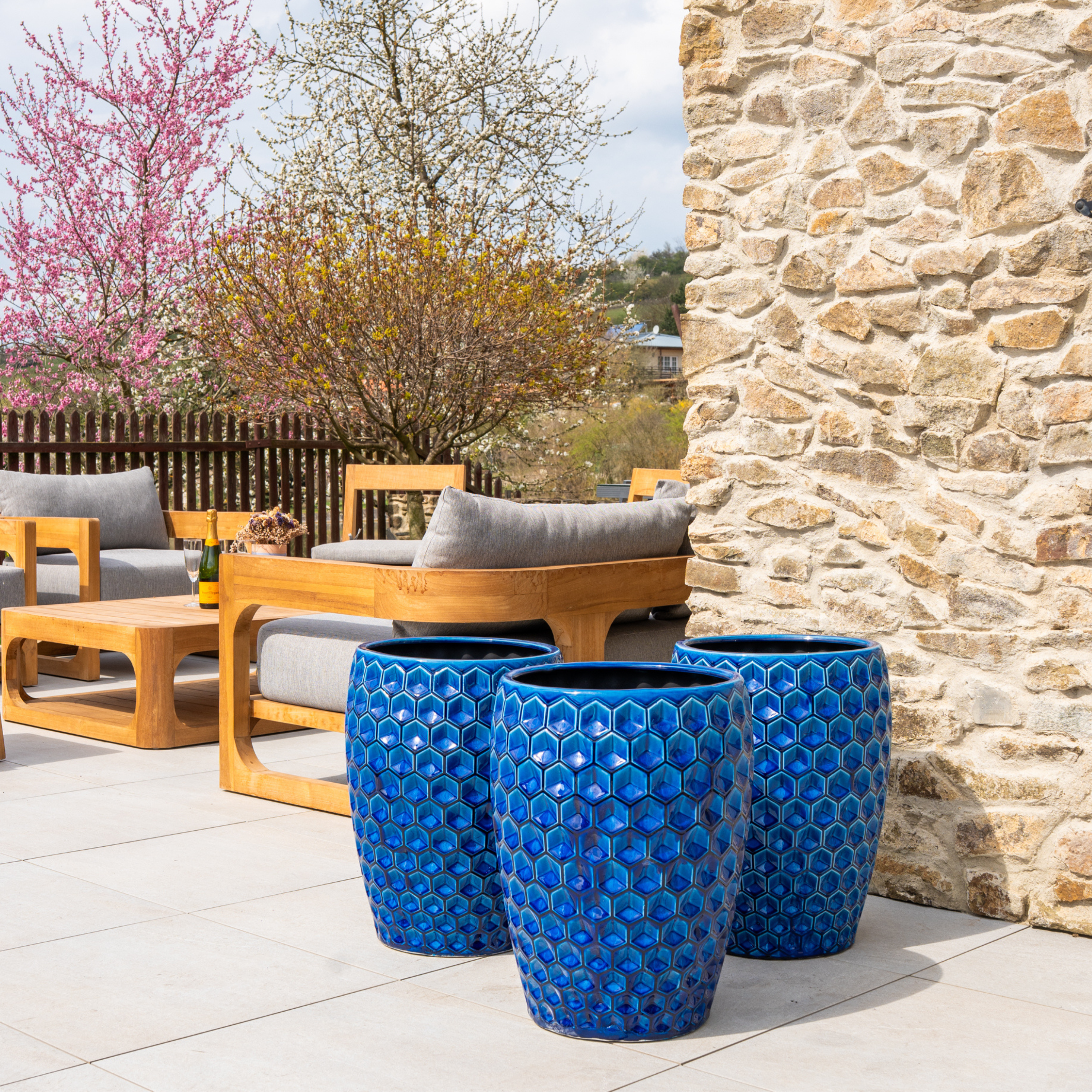 Keramischer Blumentopf Versaille – Blau