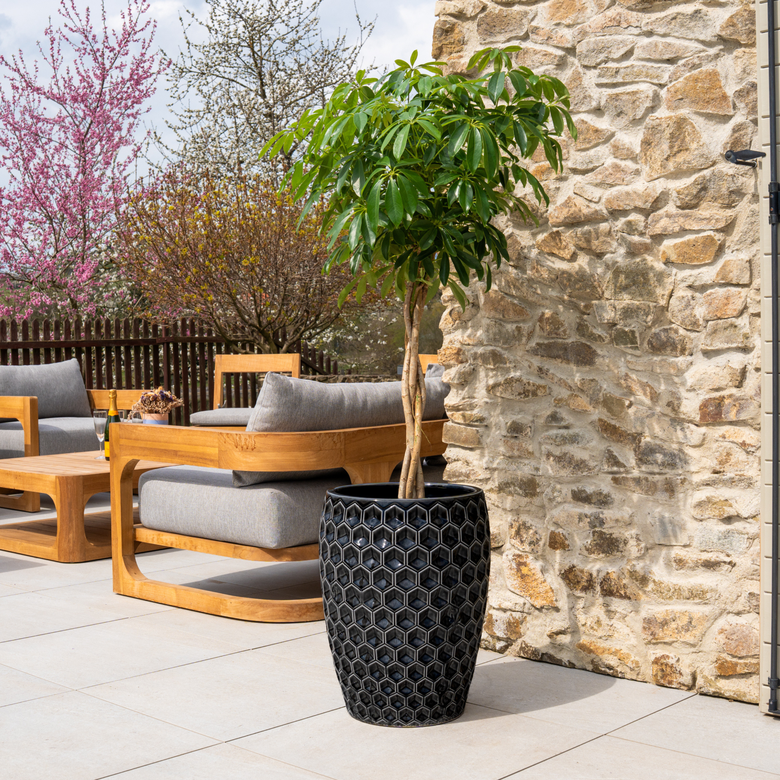 Keramischer Blumentopf Versaille – Schwarz