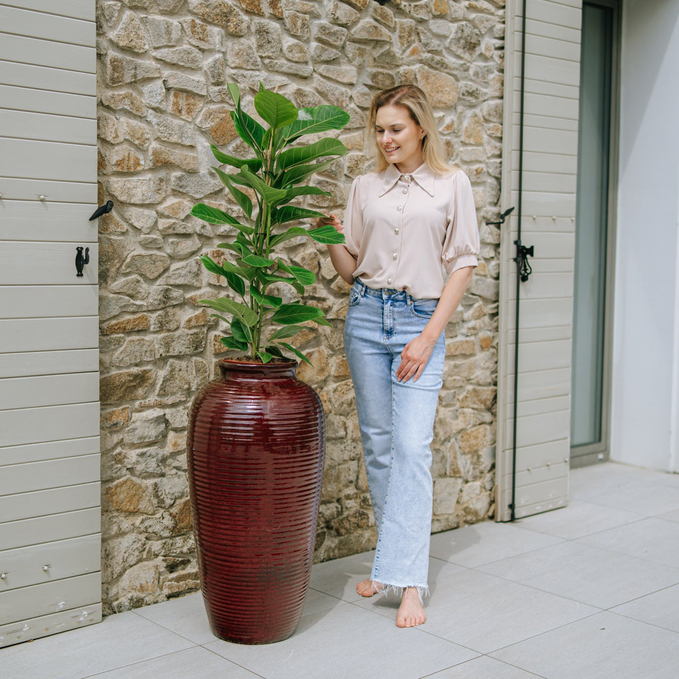 Keramik-Blumentopf ARCHIMEDE - Ziegelrot