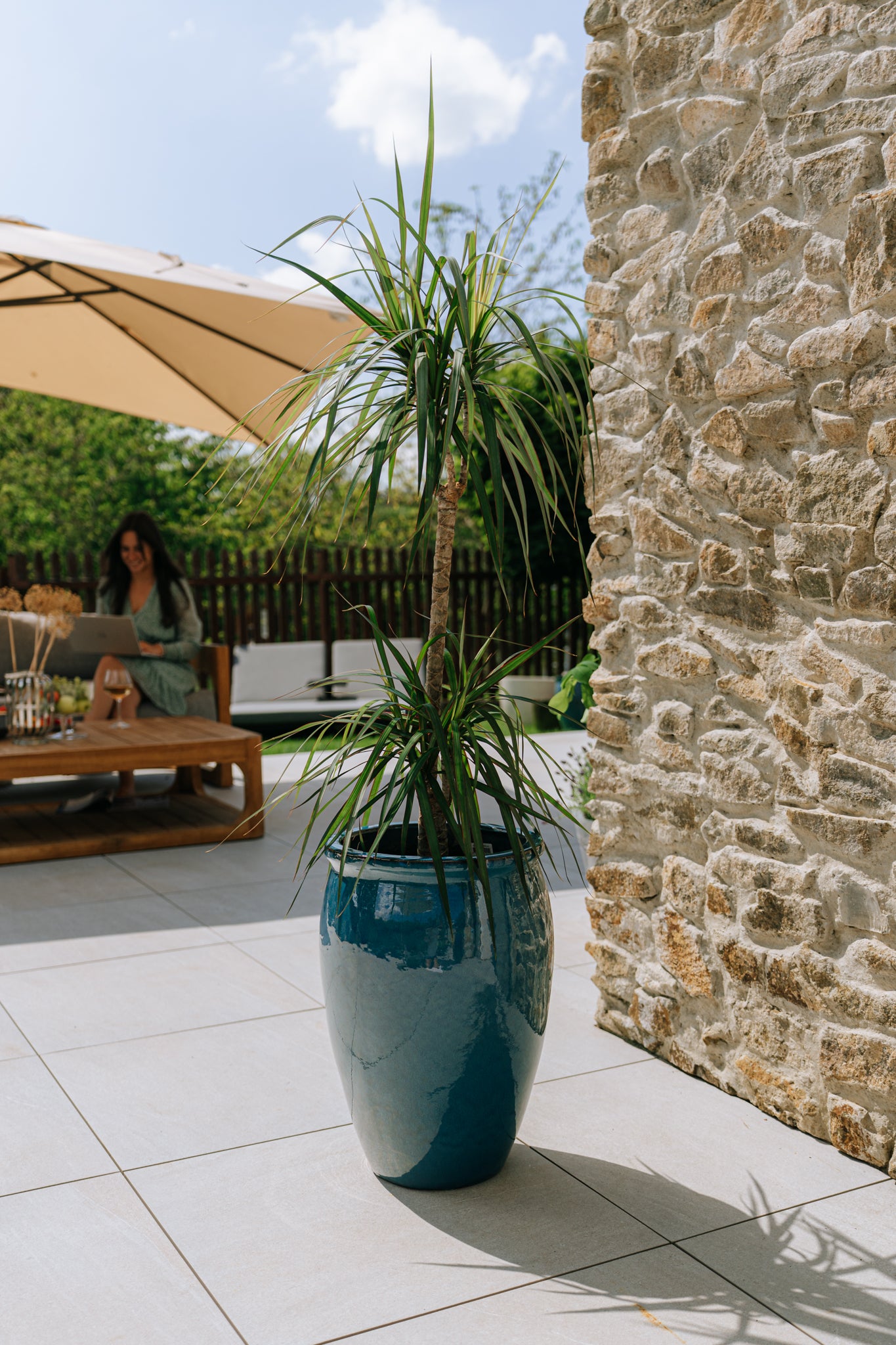 Keramik-Blumentopf BACCHUS – Azurblau