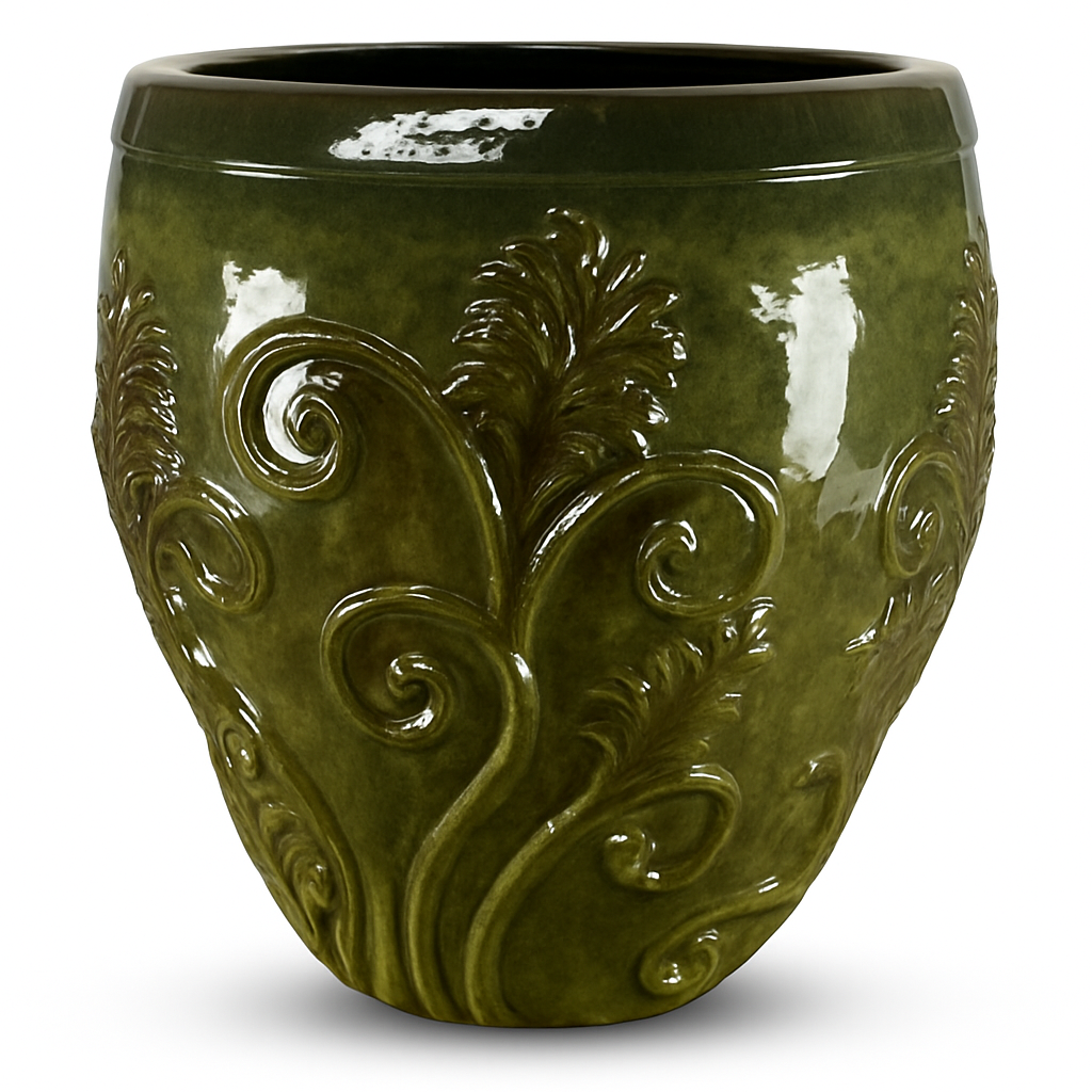 XXL Keramik-Blumentopf GAIA - Tropengrün