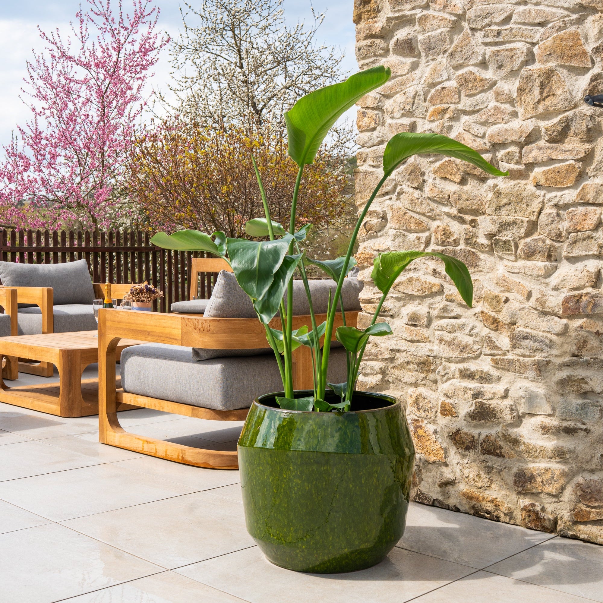 Keramischer Blumentopf MONACO Zelený – Provencelia, handgefertigt, frostbeständig