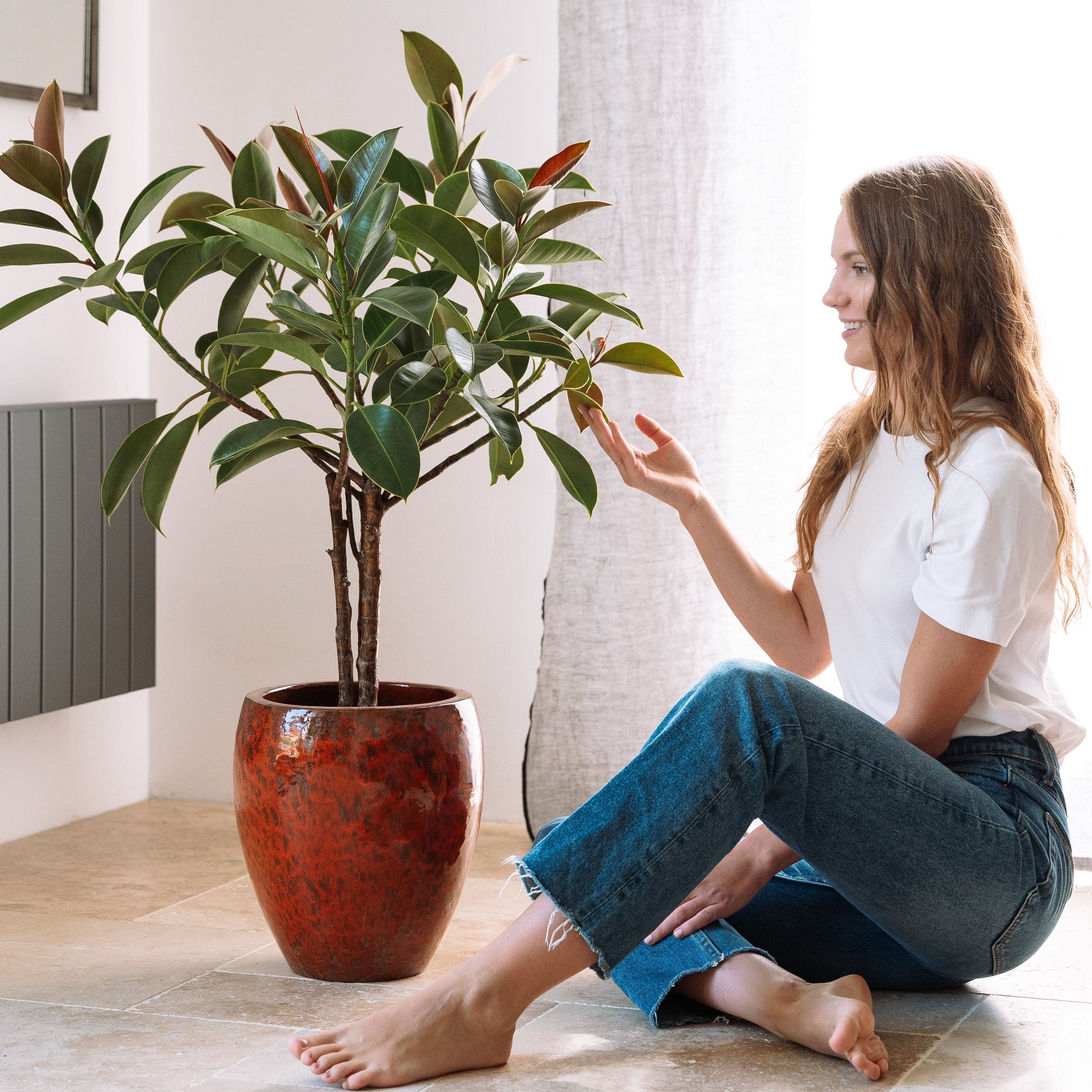 Keramik-Blumentopf POSEIDON - Tropenrot