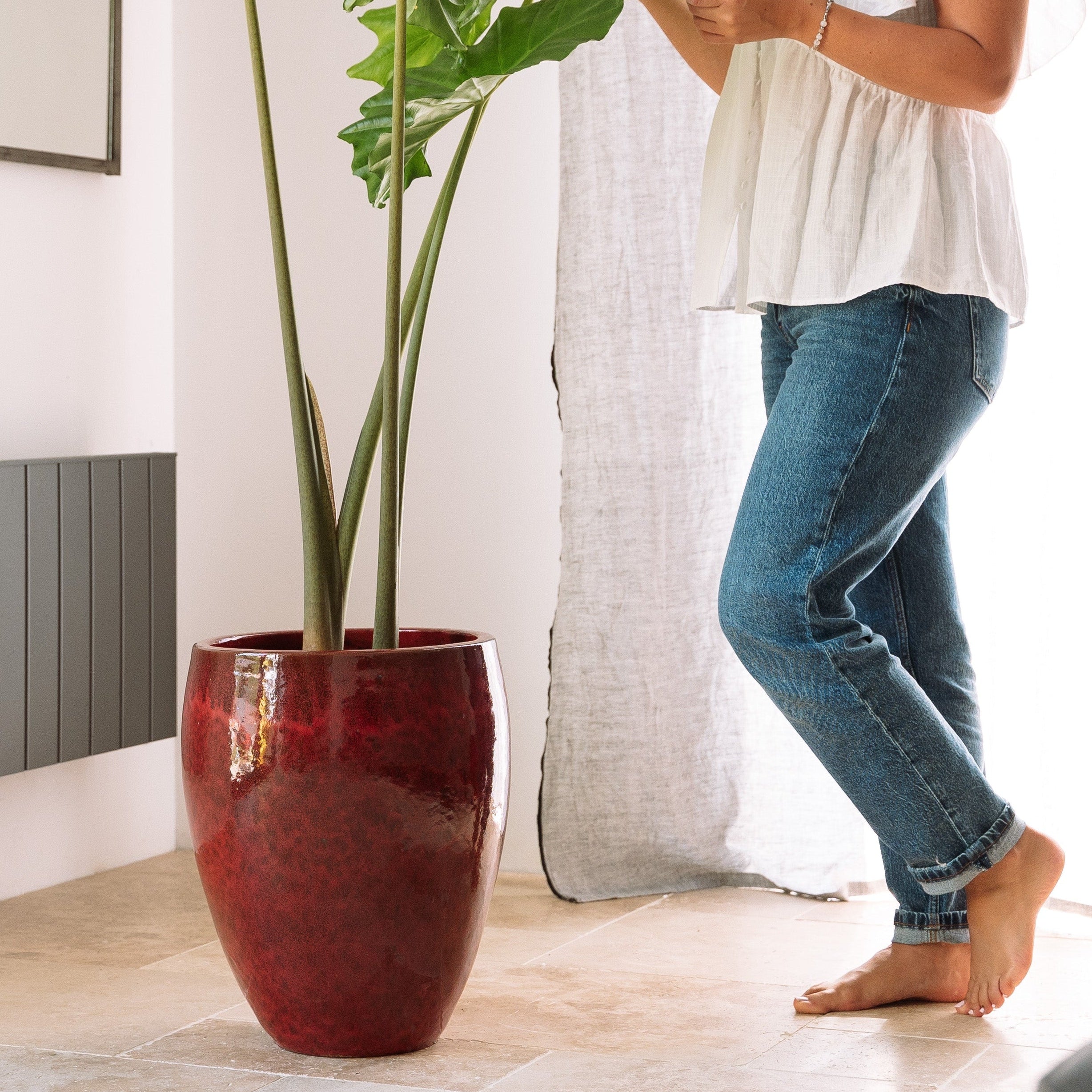 Keramický květináč Poseidon - Tropická červená