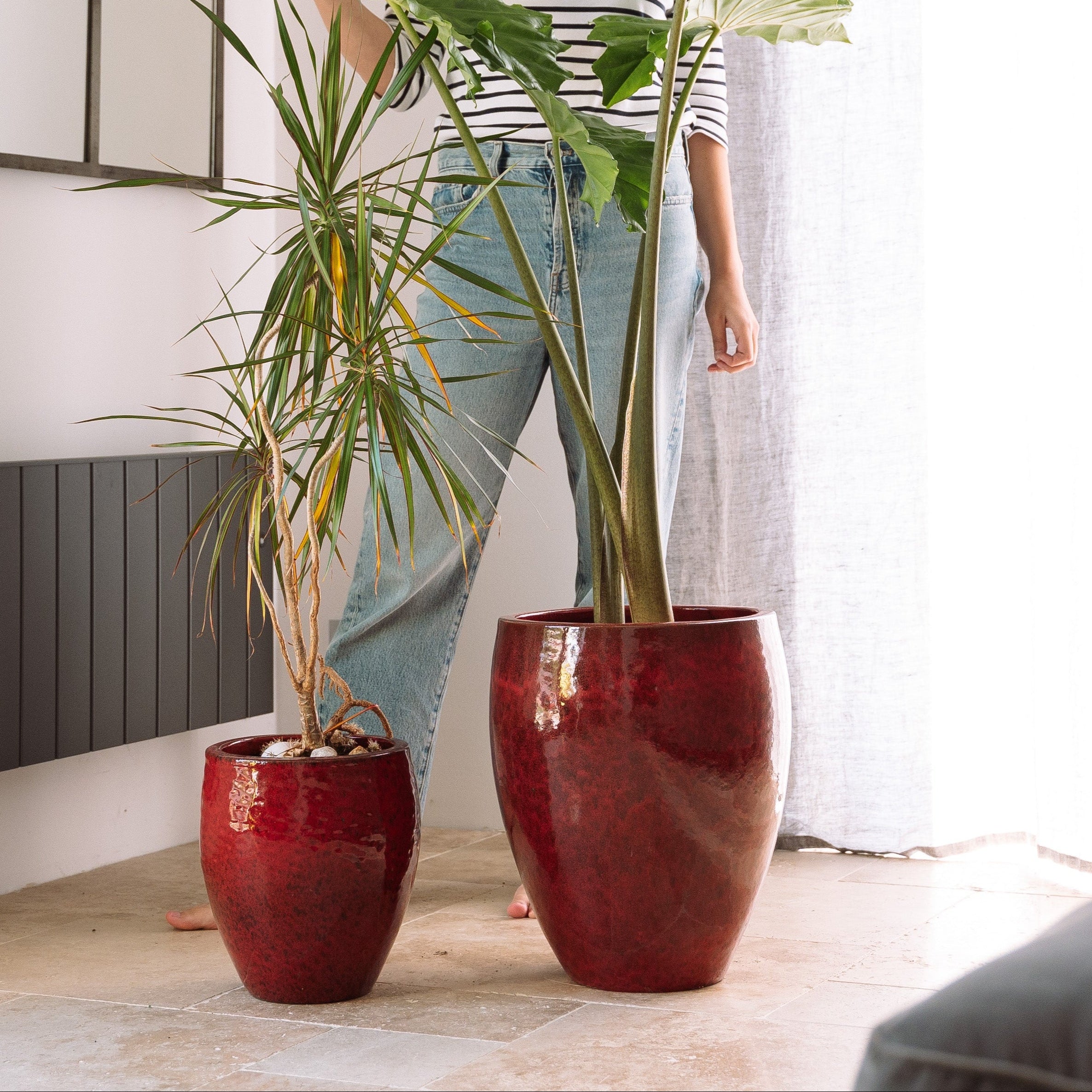 Keramik-Blumentopf POSEIDON - Tropenrot