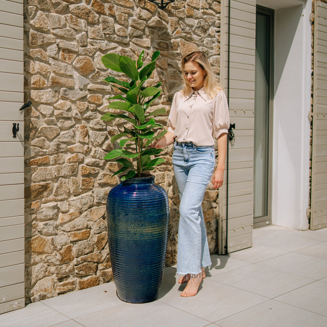 Keramik-Pflanzkübel ARCHIMEDE - Meeresblau