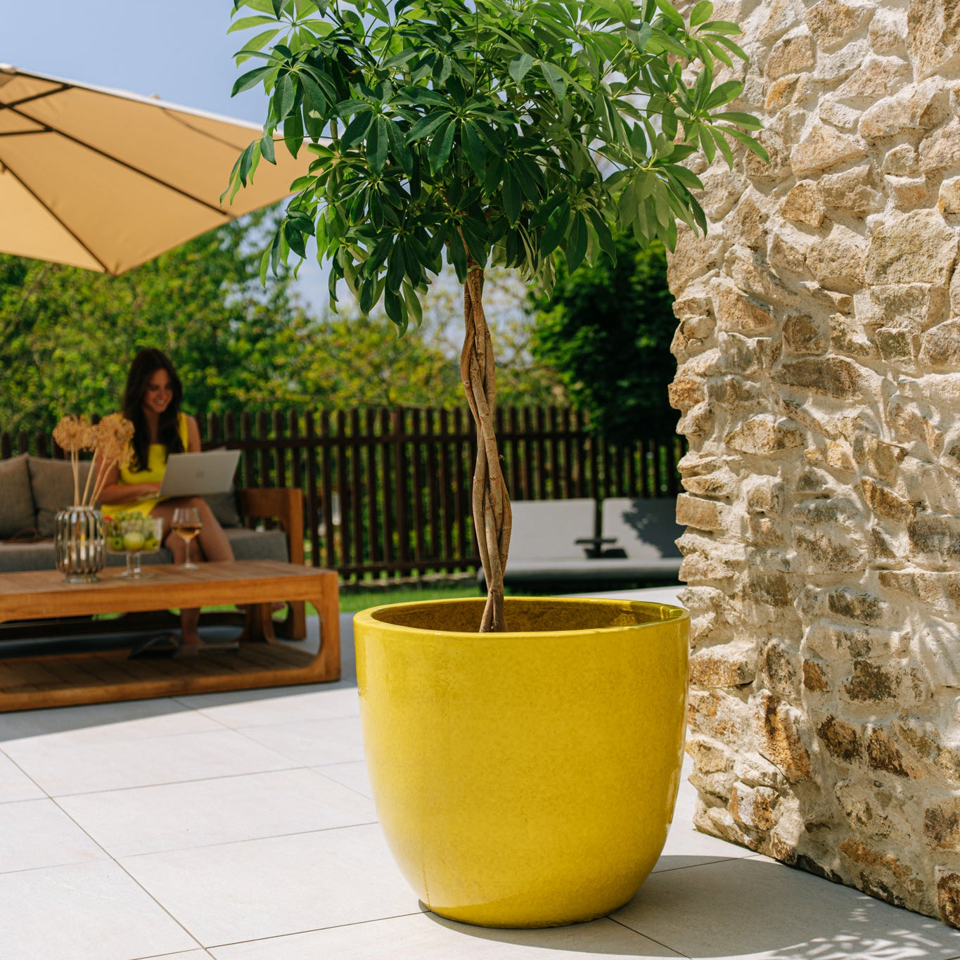 Keramický květináč LANCELOT - Žlutý