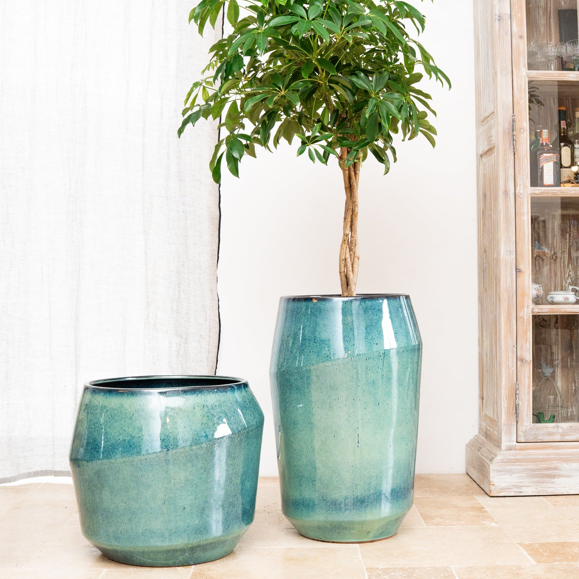 Blumentopf MONACO Hellblau – handgefertigte Keramik, XXL bis 68 cm