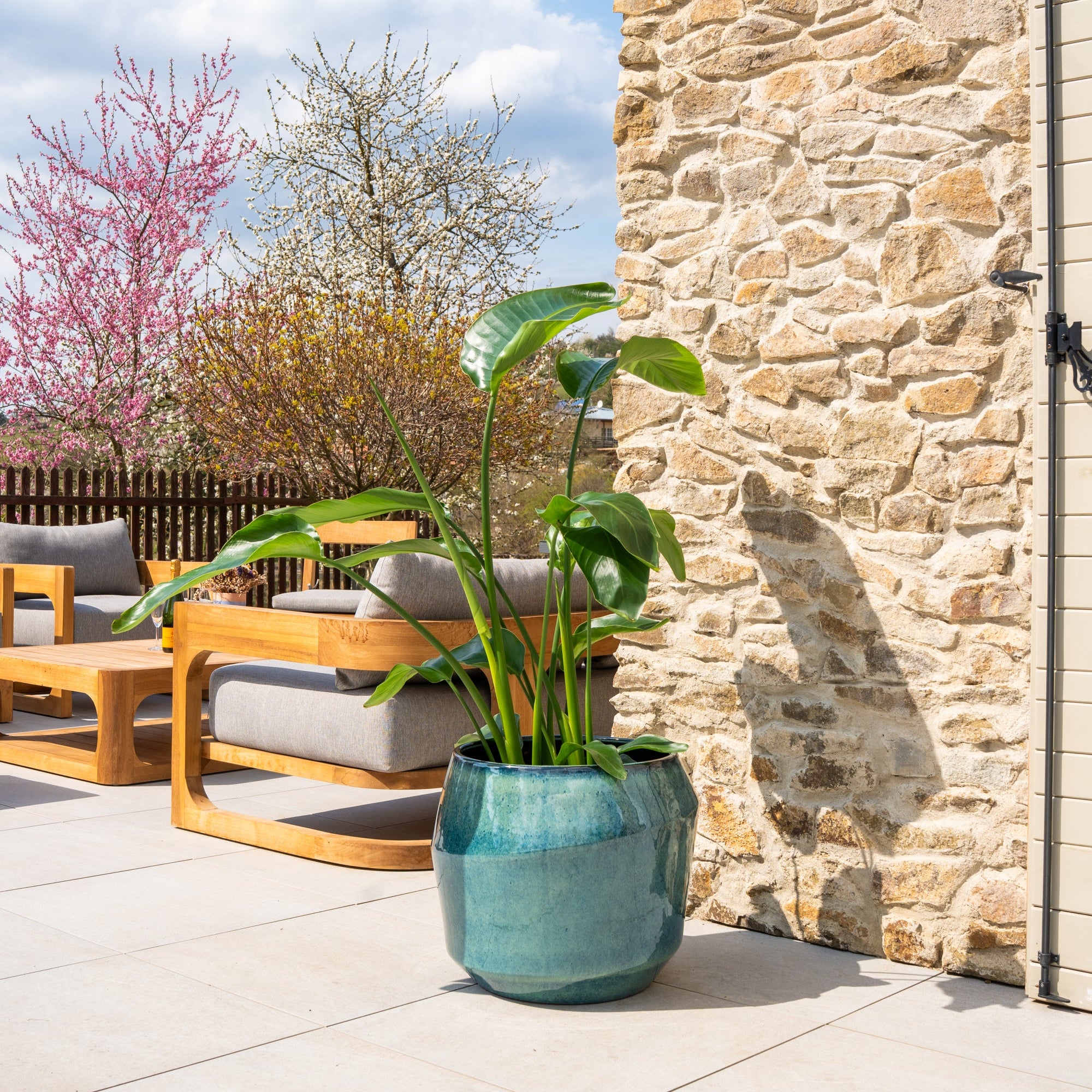 Keramik-Blumentopf MONACO - Hellblau