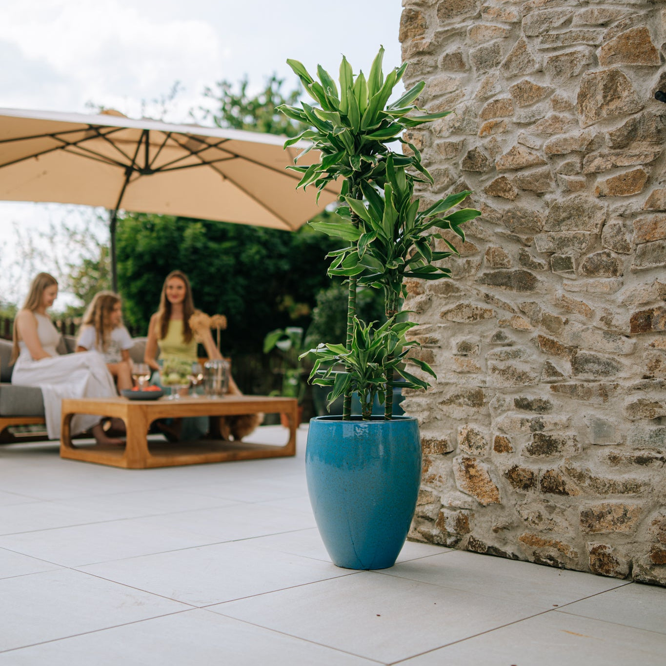 Keramický květináč LAFONTAINE - Ocelově modrá