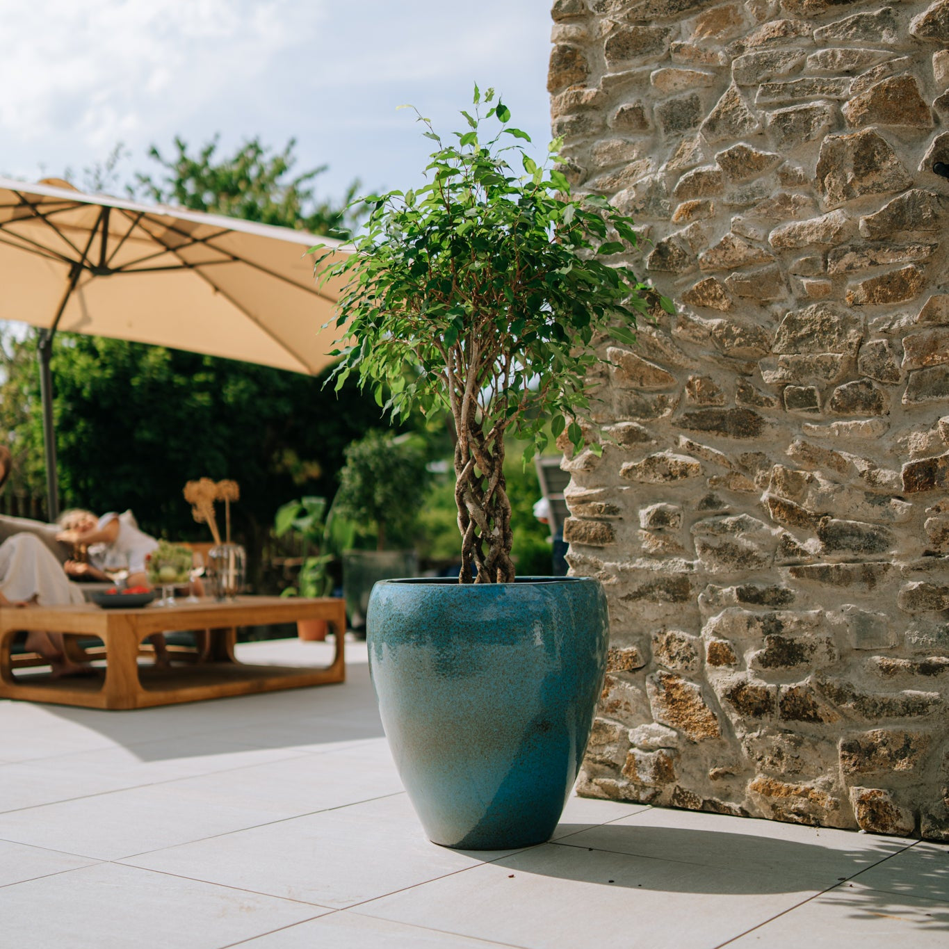 Keramický květináč LAFONTAINE - Ocelově modrá