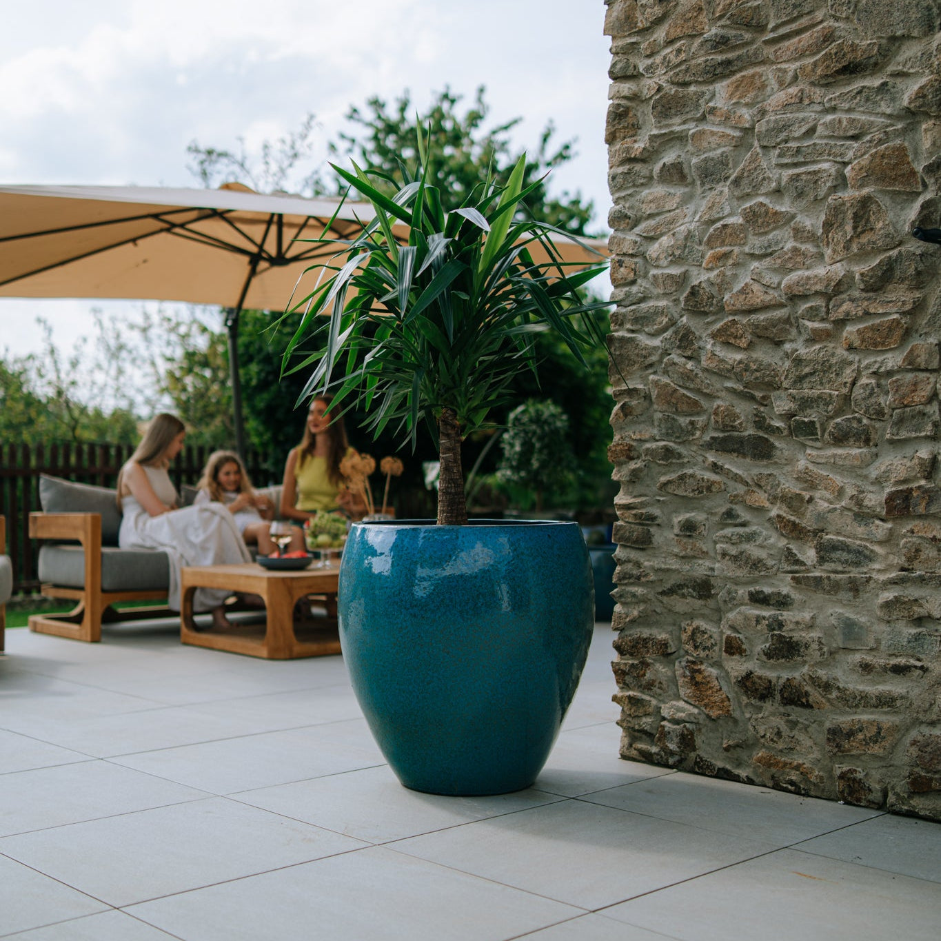 Keramický květináč LAFONTAINE - Ocelově modrá