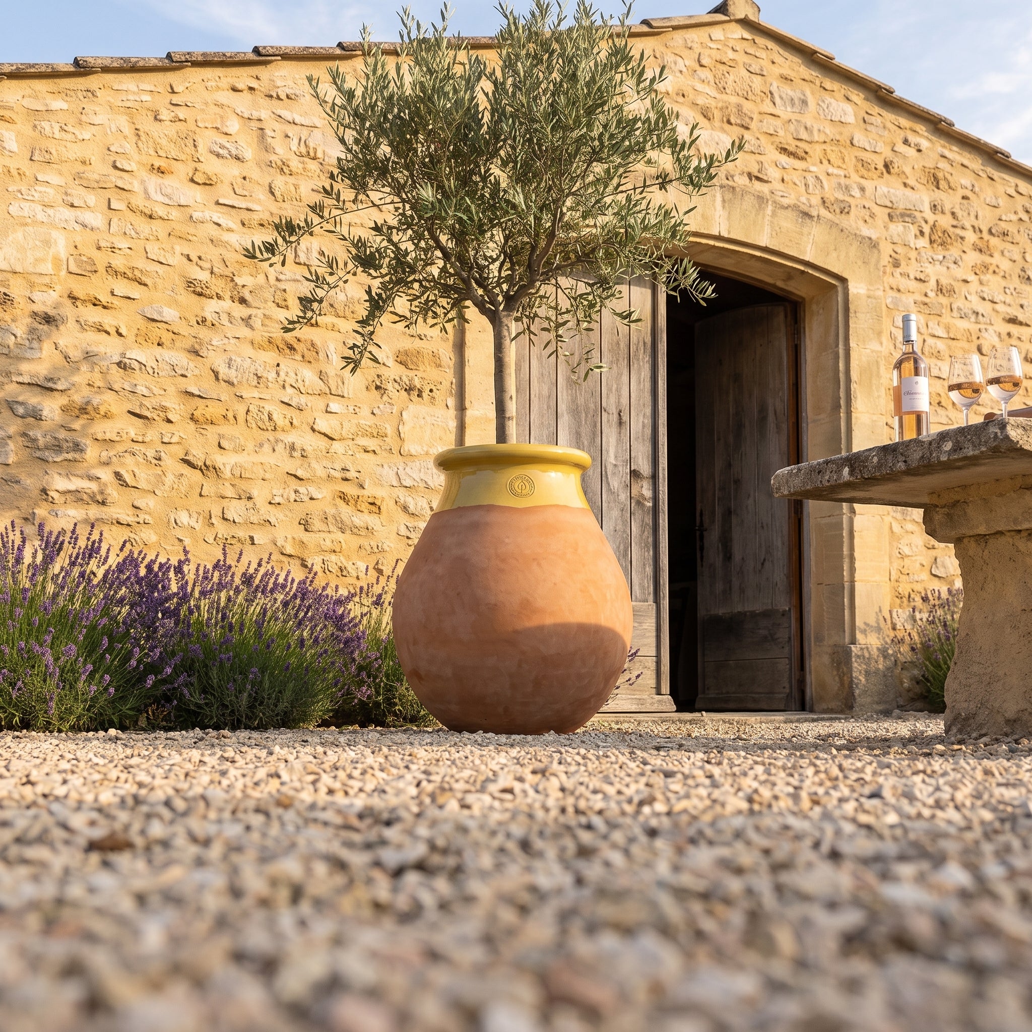 Provenzalischer Biot MADE IN PROVENCE – Terrakotta cérusée mit honigglasiertem Kragen - 2XL (85 cm)