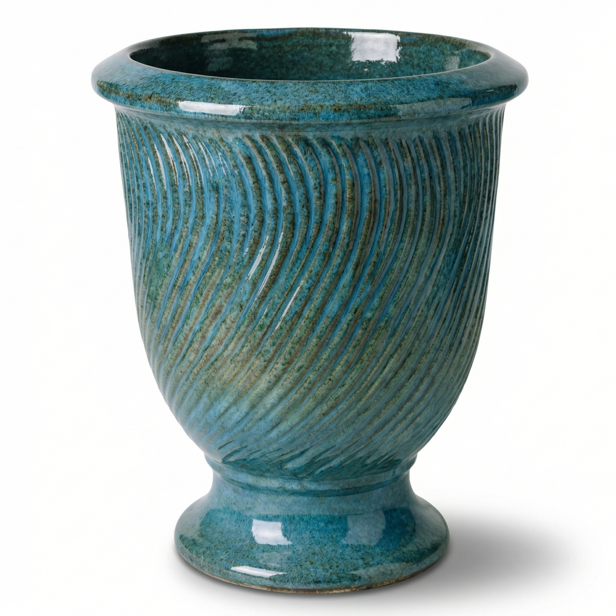 Keramischer Blumentopf MORGANE Ocelově modrý – Provencelia, handgefertigt, frostbeständig