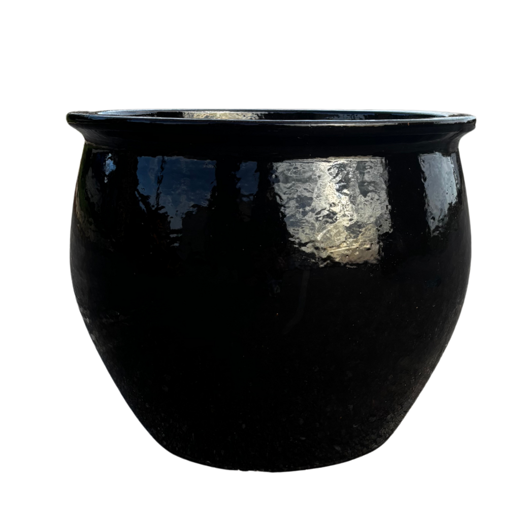 Keramik-Pflanzkübel NEWTON – Schwarz, XL (55 cm x 46 cm)