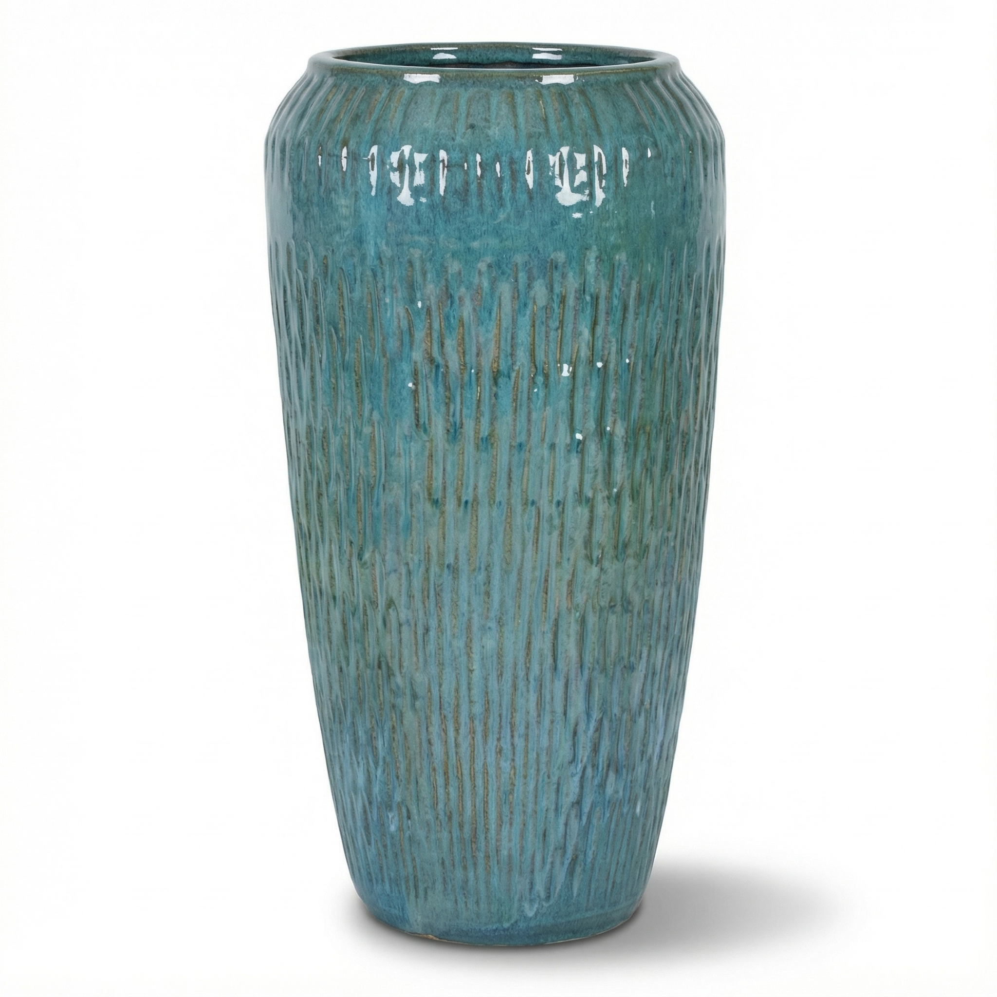 Keramischer Blumentopf POMPADOUR Stahlblau – Provencelia, handgefertigt, frostbeständig