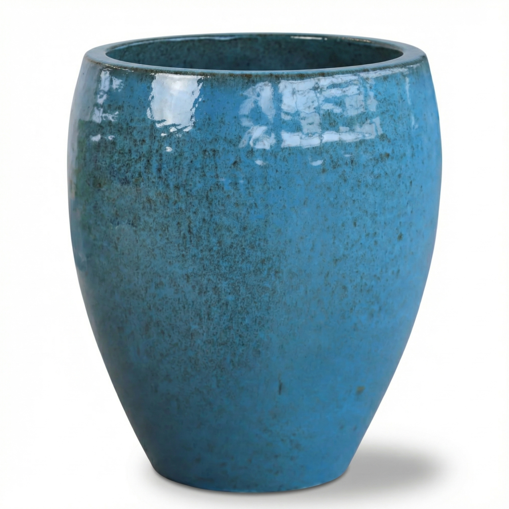 Keramischer Blumentopf POSEIDON1 Stahlblau – Provencelia, handgefertigt, frostbeständig