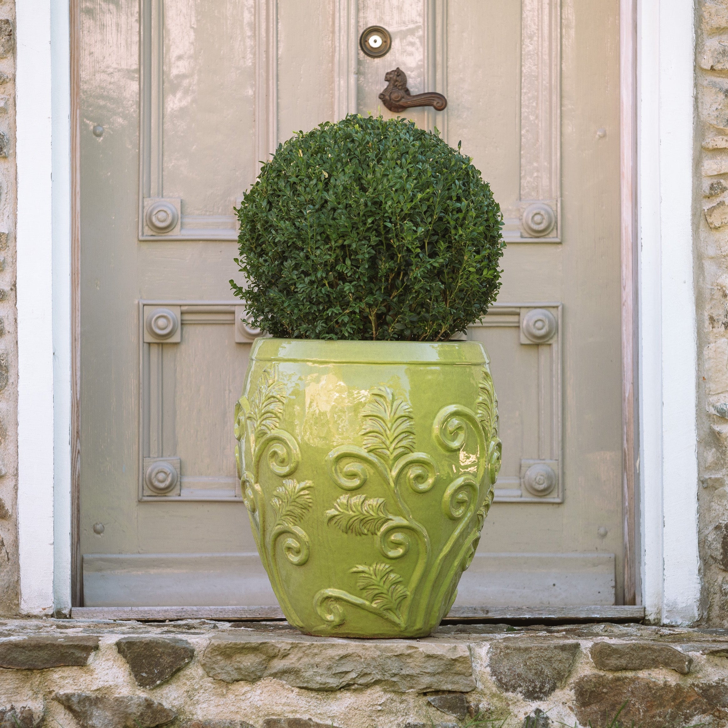 XXL Keramik-Blumentopf GAIA - Olivgrün