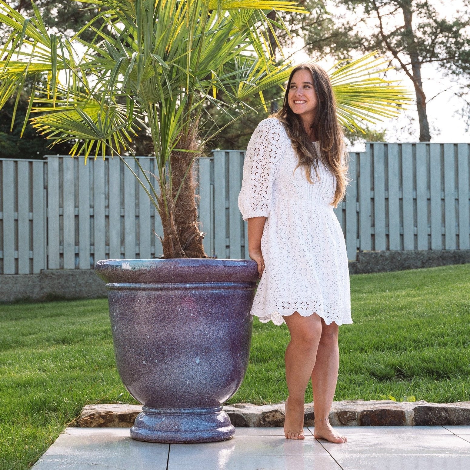 XXL Keramik-Pflanzkübel TITAN - Herbstlila