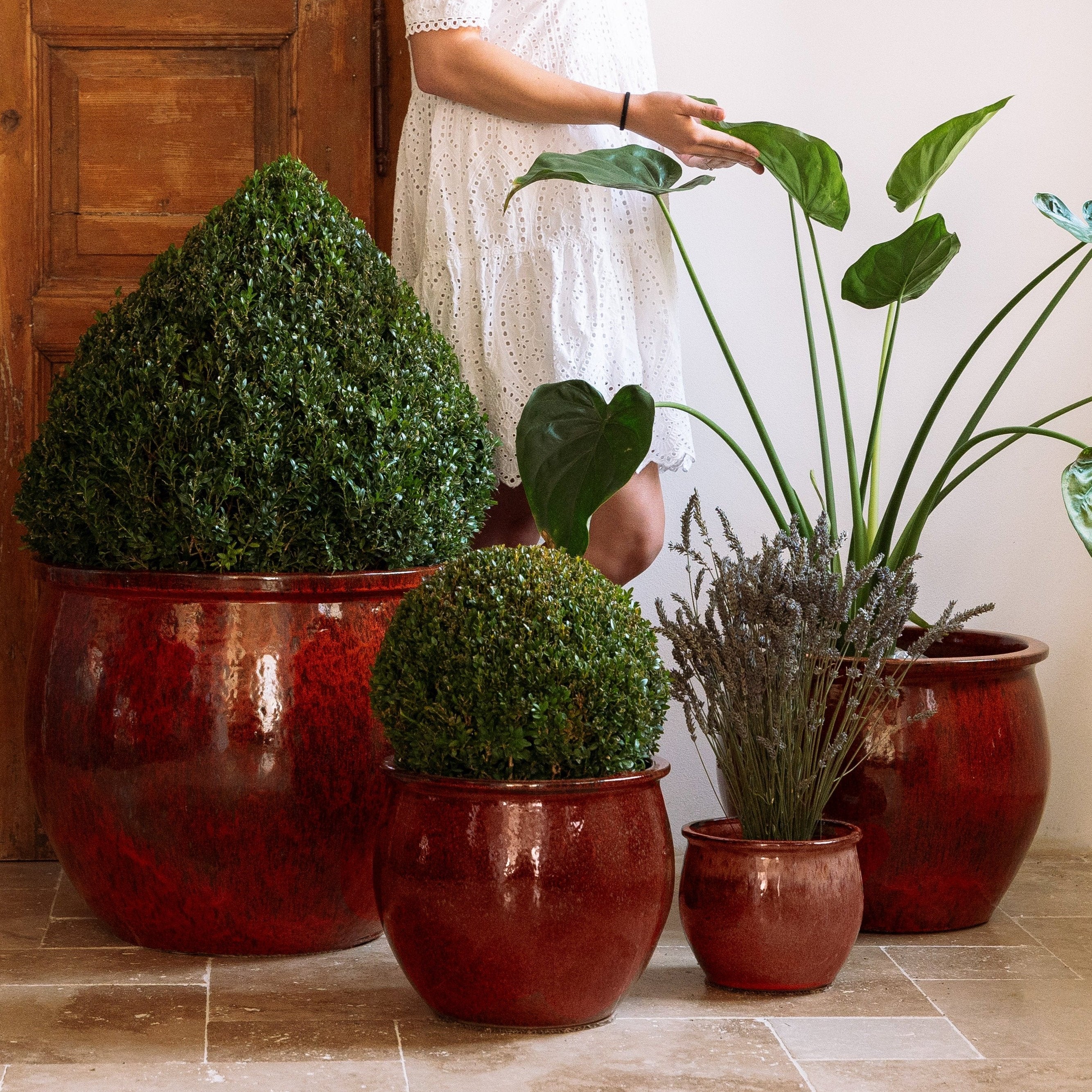Provencelia Pflanzkübel NEWTON Herbstorange – glasierte Terrakotta, Anduze-Stil