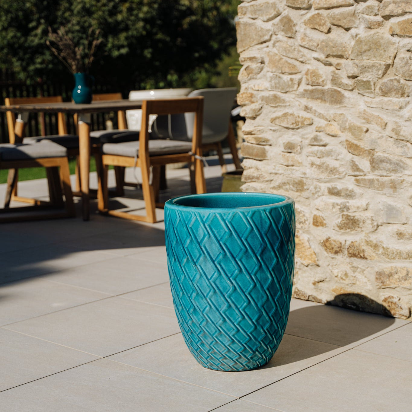 Großer Keramik-Pflanzkübel ZEUS - Türkis